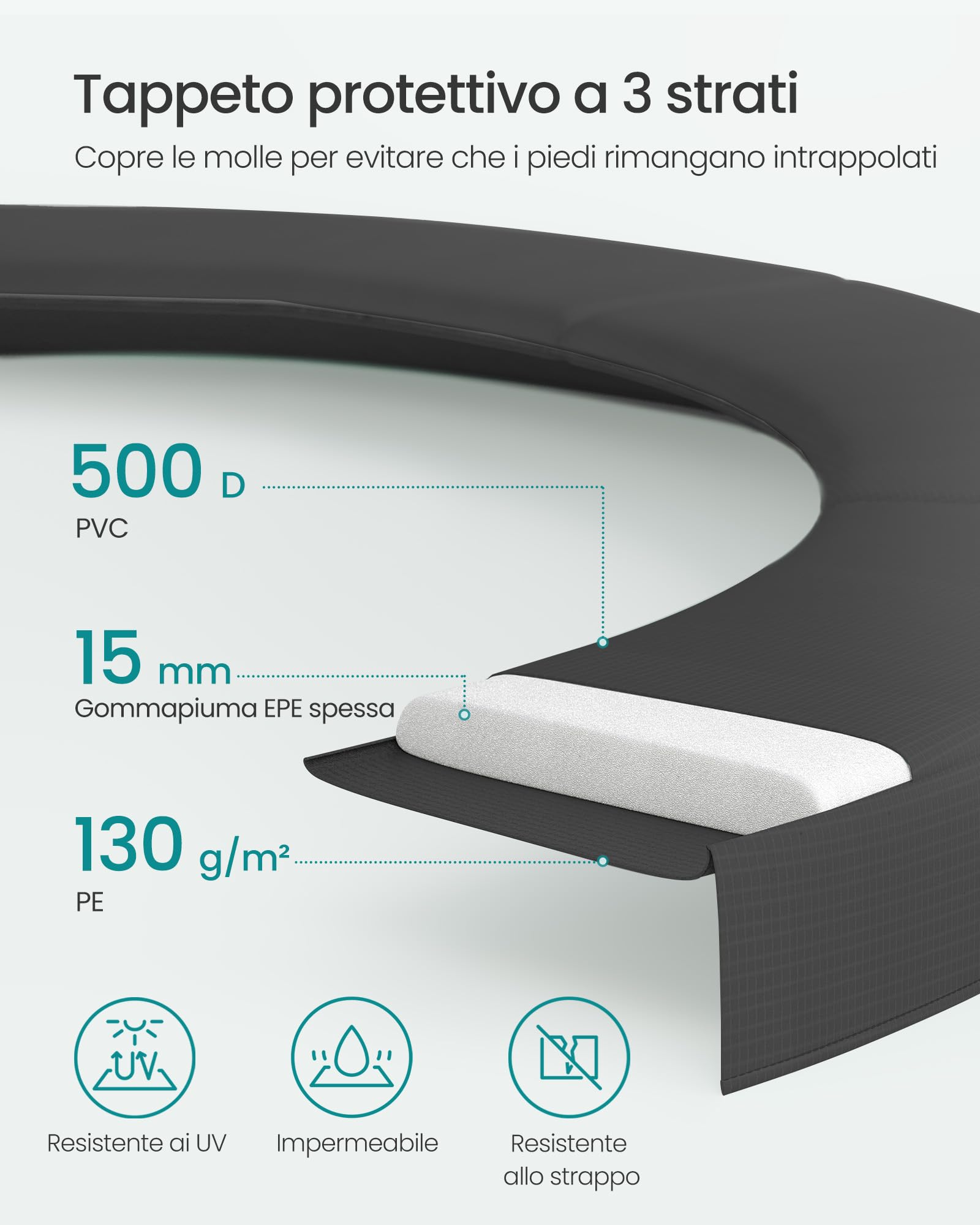 Songmics trampolino esterno bambini 244 cm rete 150 kg