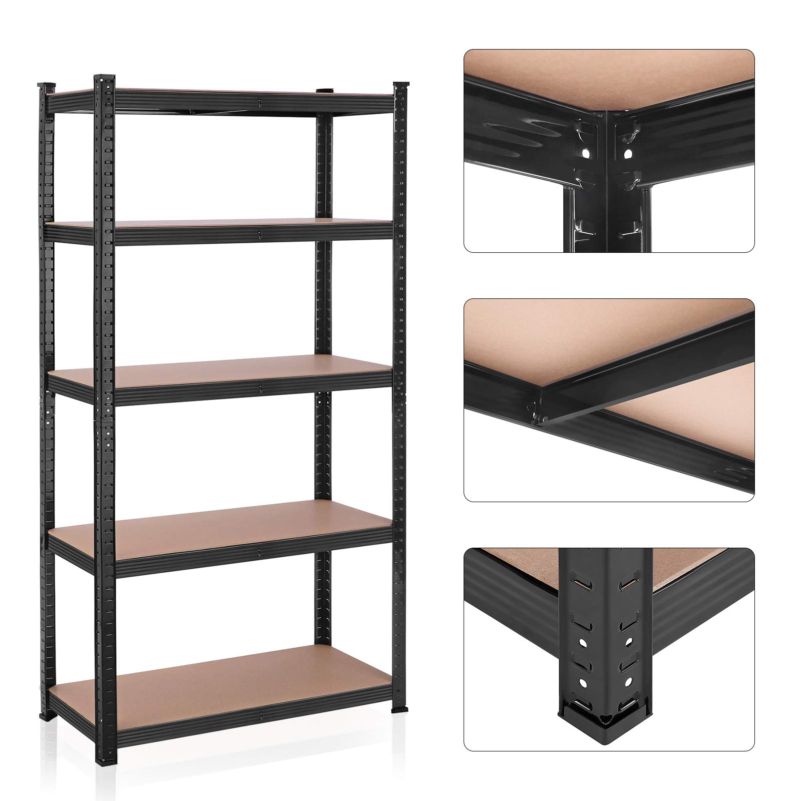 Songmics GLR040B01 scaffale 5 ripiani nero 90x180 cm 875 kg