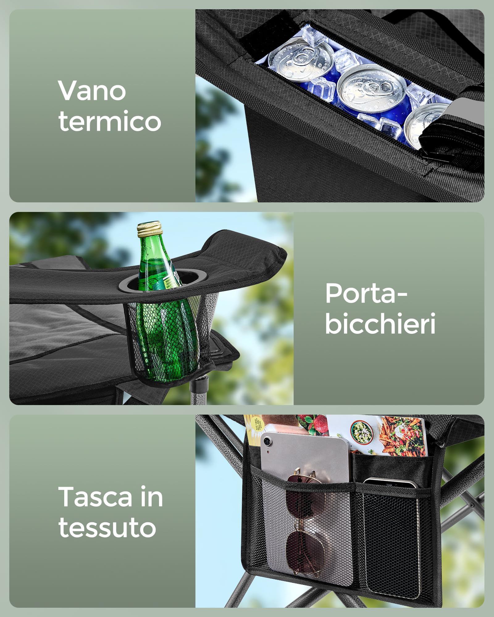 Songmics GCB066B01 sedia campeggio pieghevole nero inchiostro