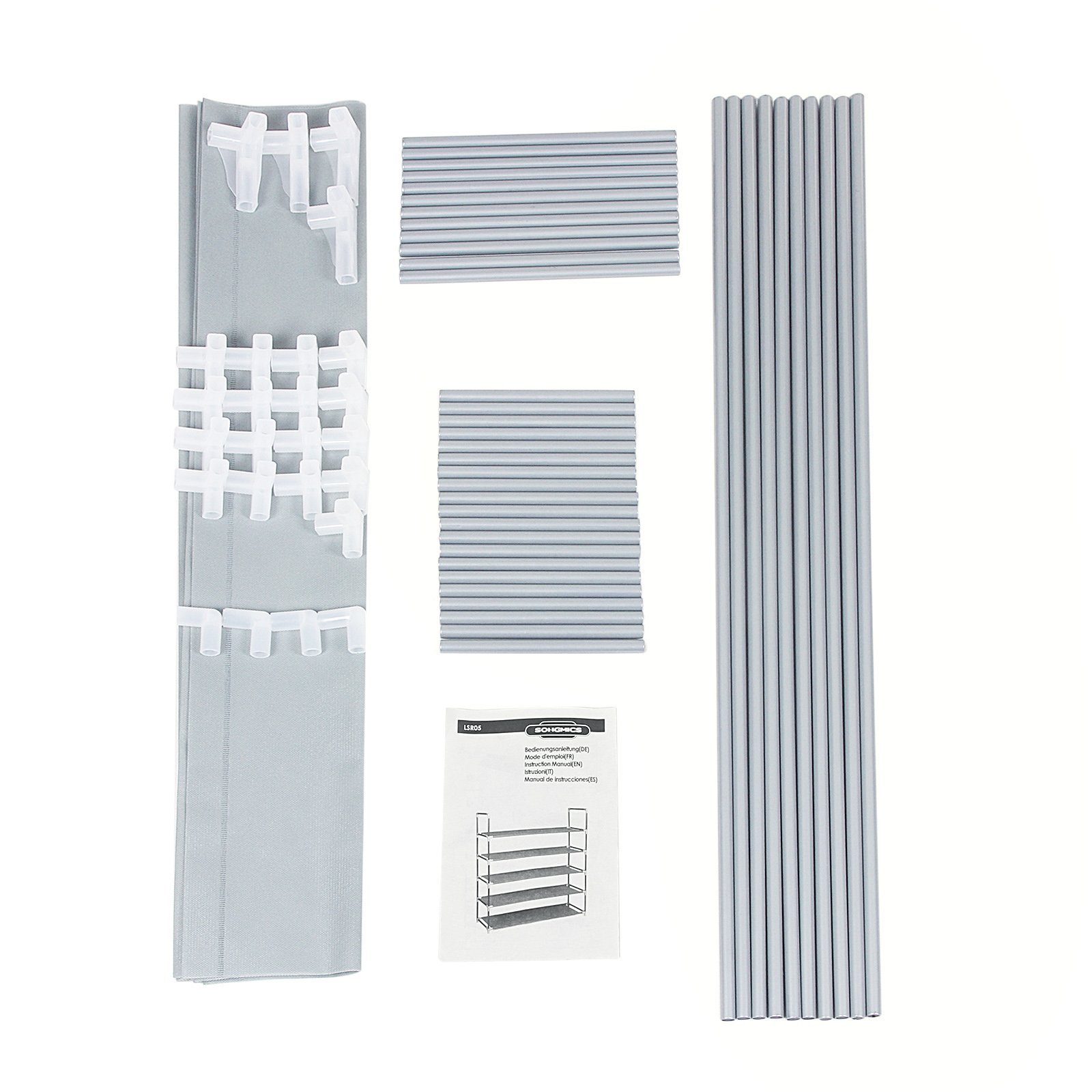 Songmics LSR05G scarpiera 5 ripiani grigia 25 paia 88x28x91