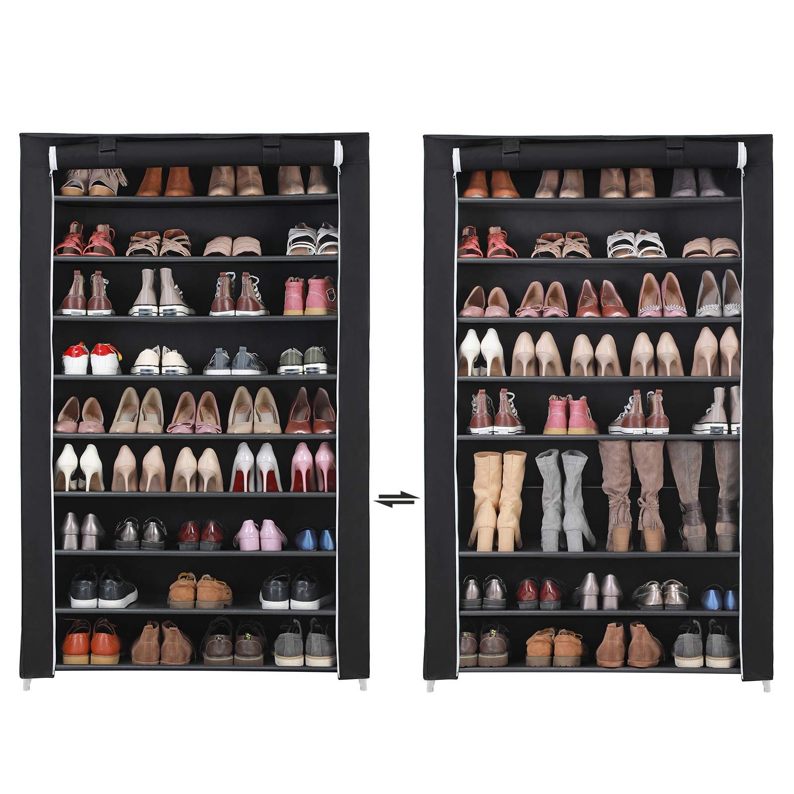 Songmics RXJ00H scarpiera 10 ripiani nera 162x100x28 cm