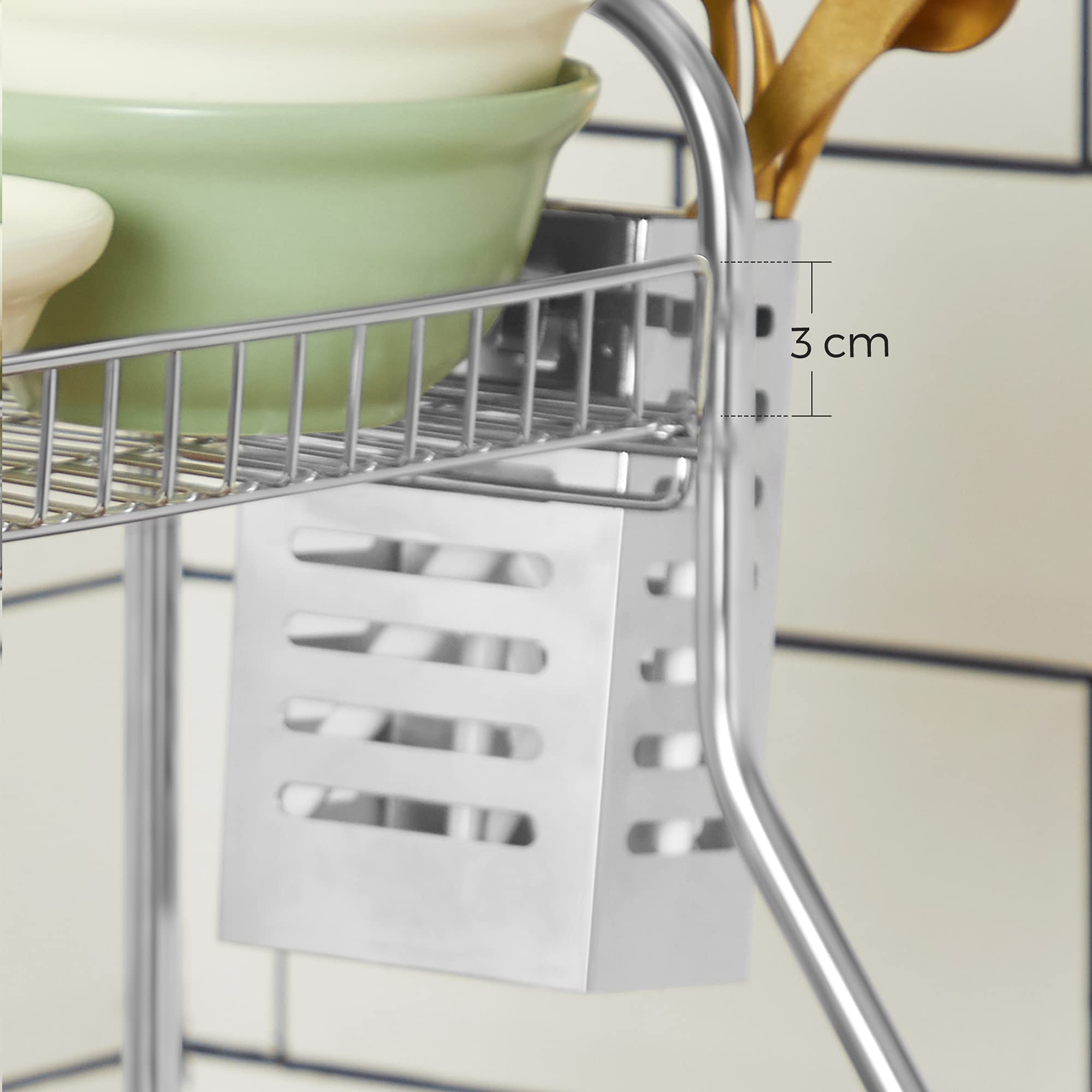 Songmics KCS015E01 portaspezie 2 ripiani argento cucina