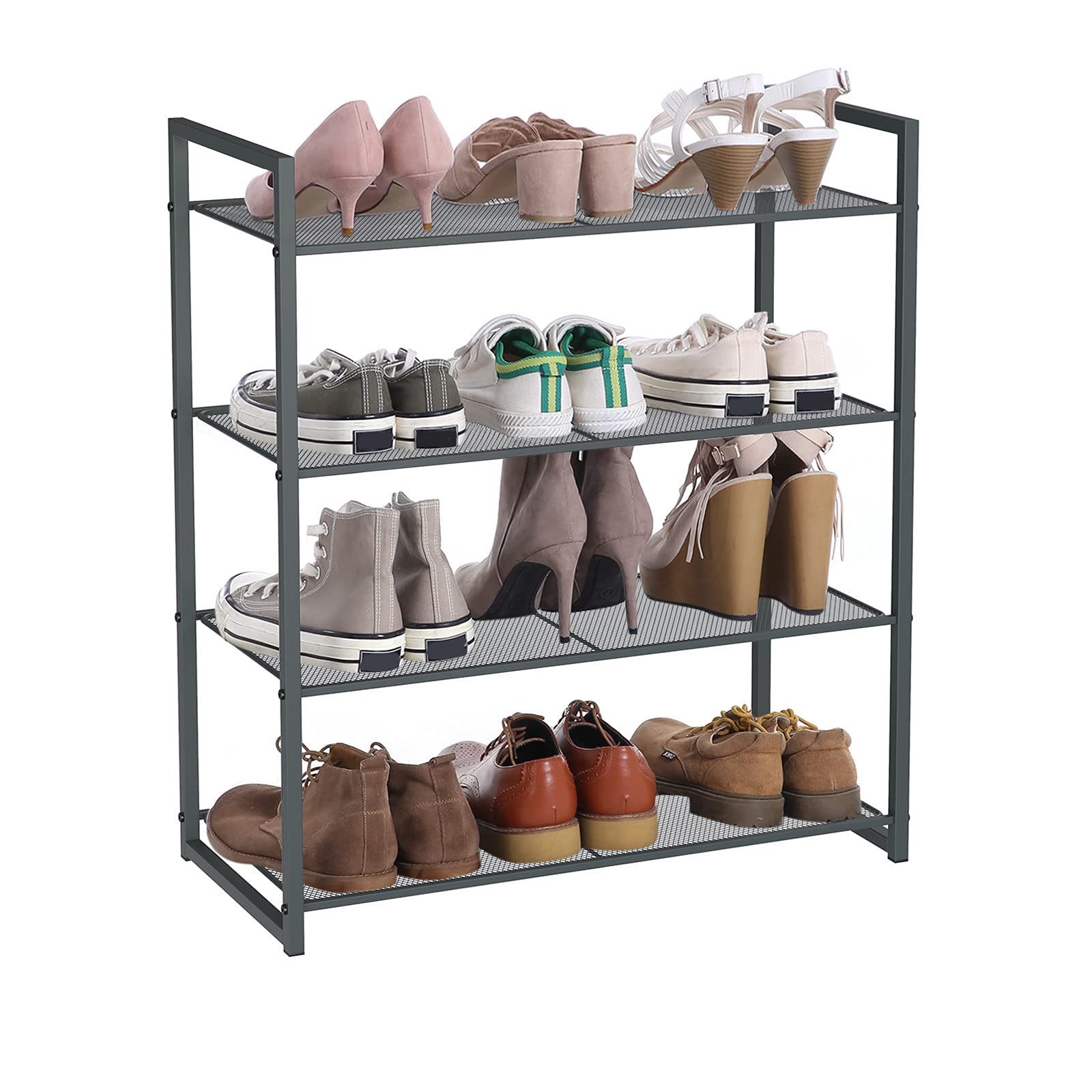 Songmics LMR84GC Scarpiera 4 Ripiani 12-16 Paia Grigia