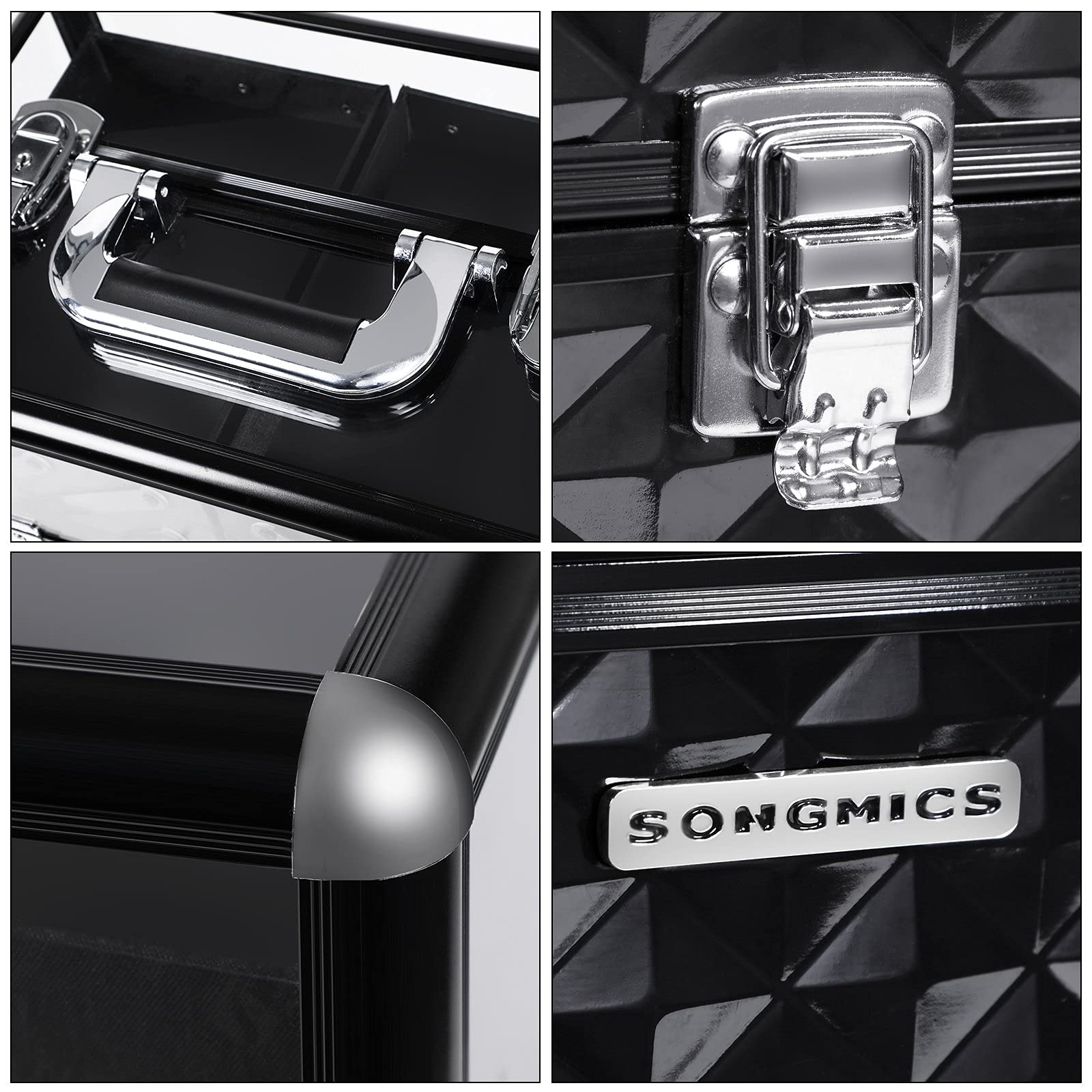 Songmics JBC318B Beauty Case Valigetta Trucco Nero Alluminio