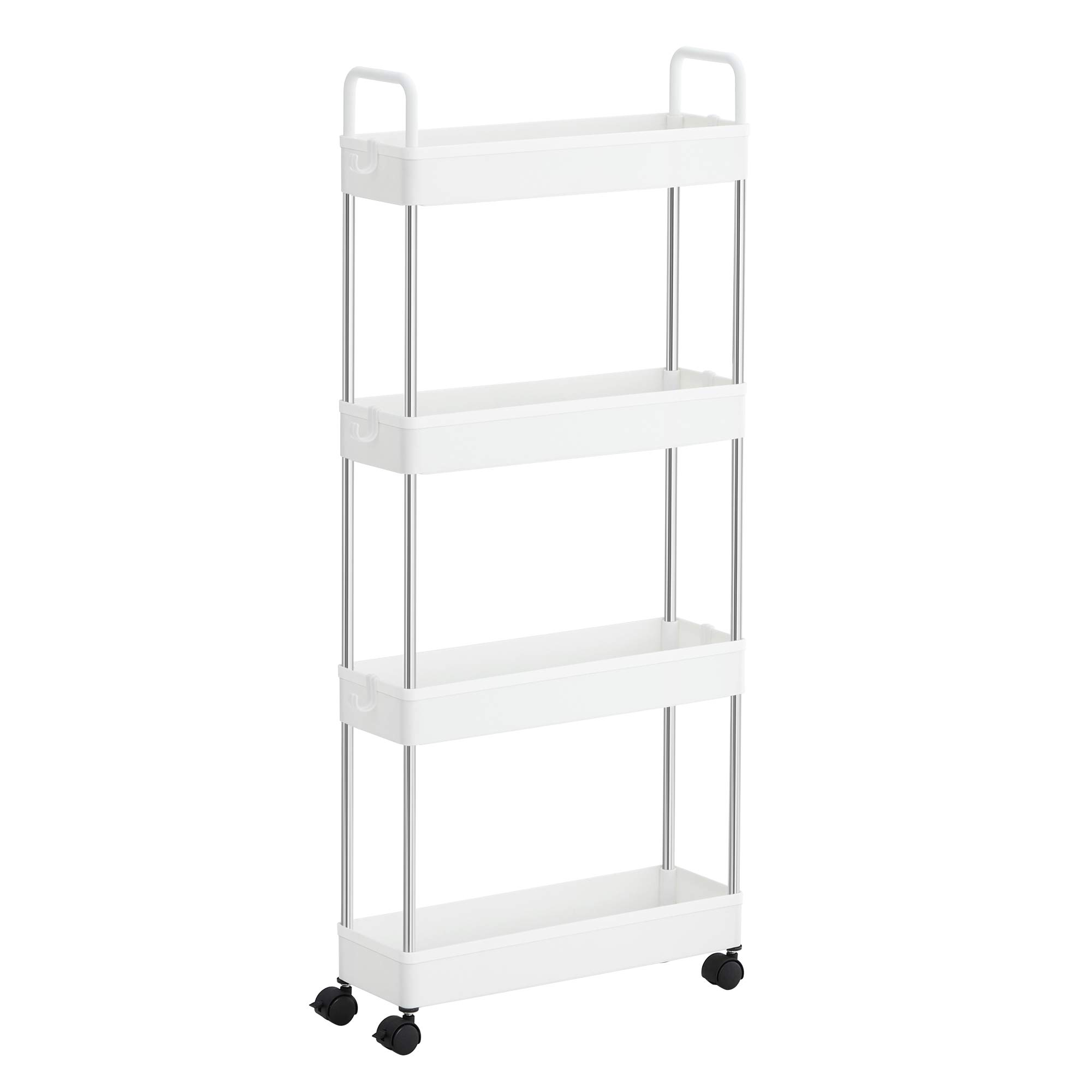 Songmics KSC018W01 carrello 4 ripiani bianco stretto con ruote