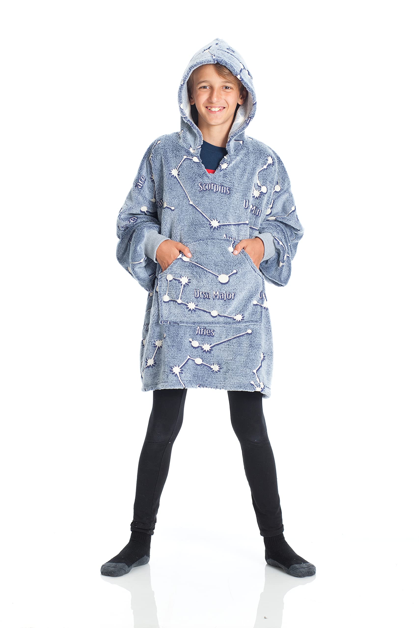 Kanguru Kangurone Fluffi Coperta Indossabile Blu Felpone