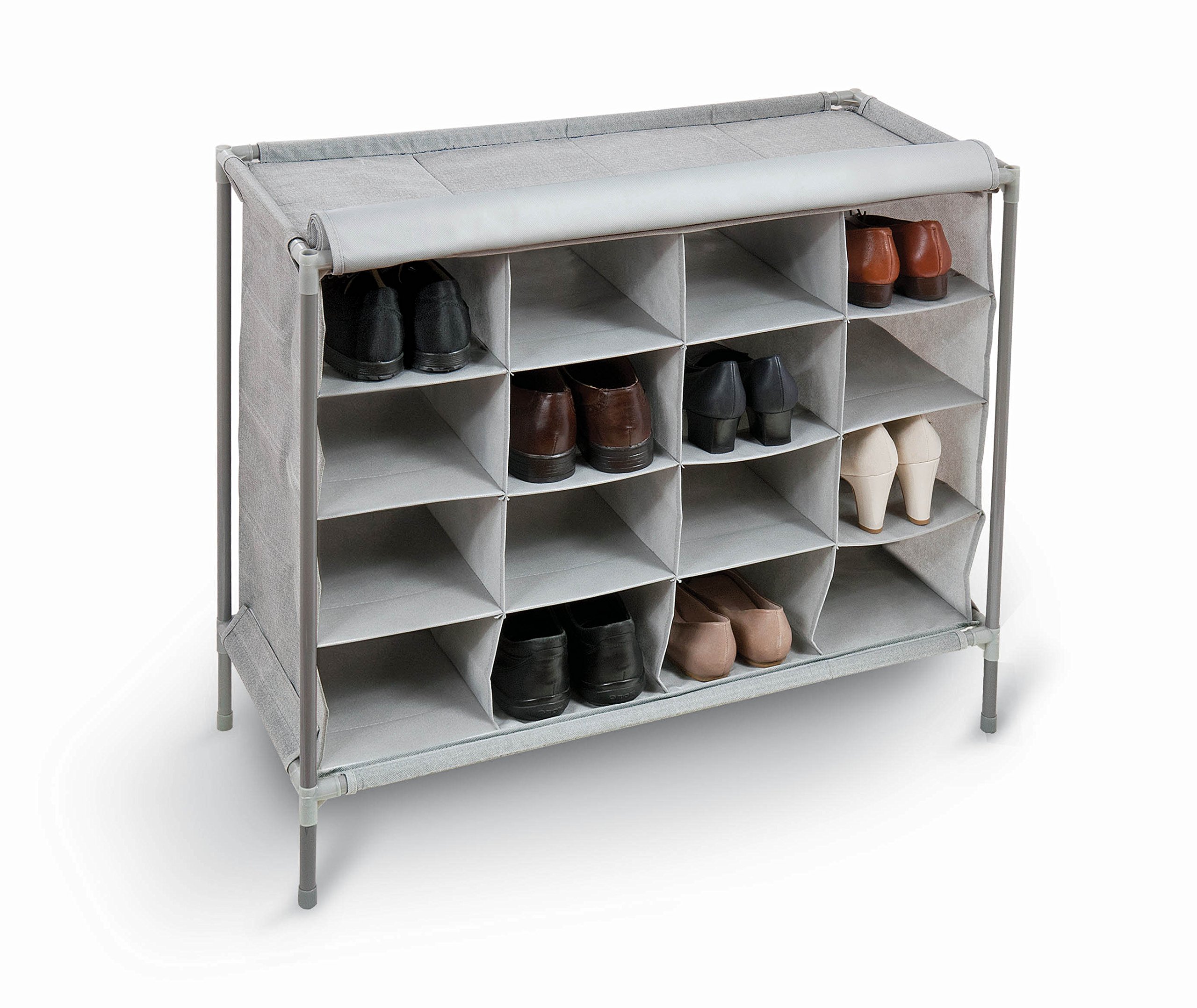 Domopak Living scarpiera grigia 16 scomparti 81x35x66 cm