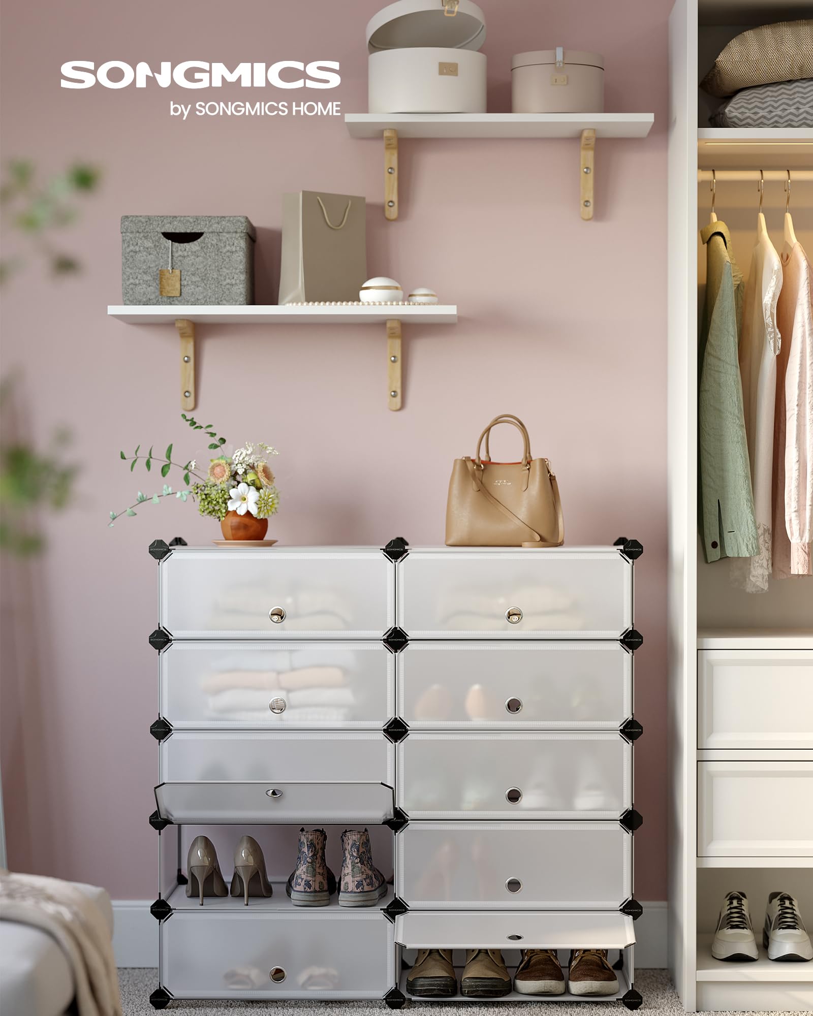 Songmics LPC10W scarpiera 10 scomparti bianca 43x31 singola