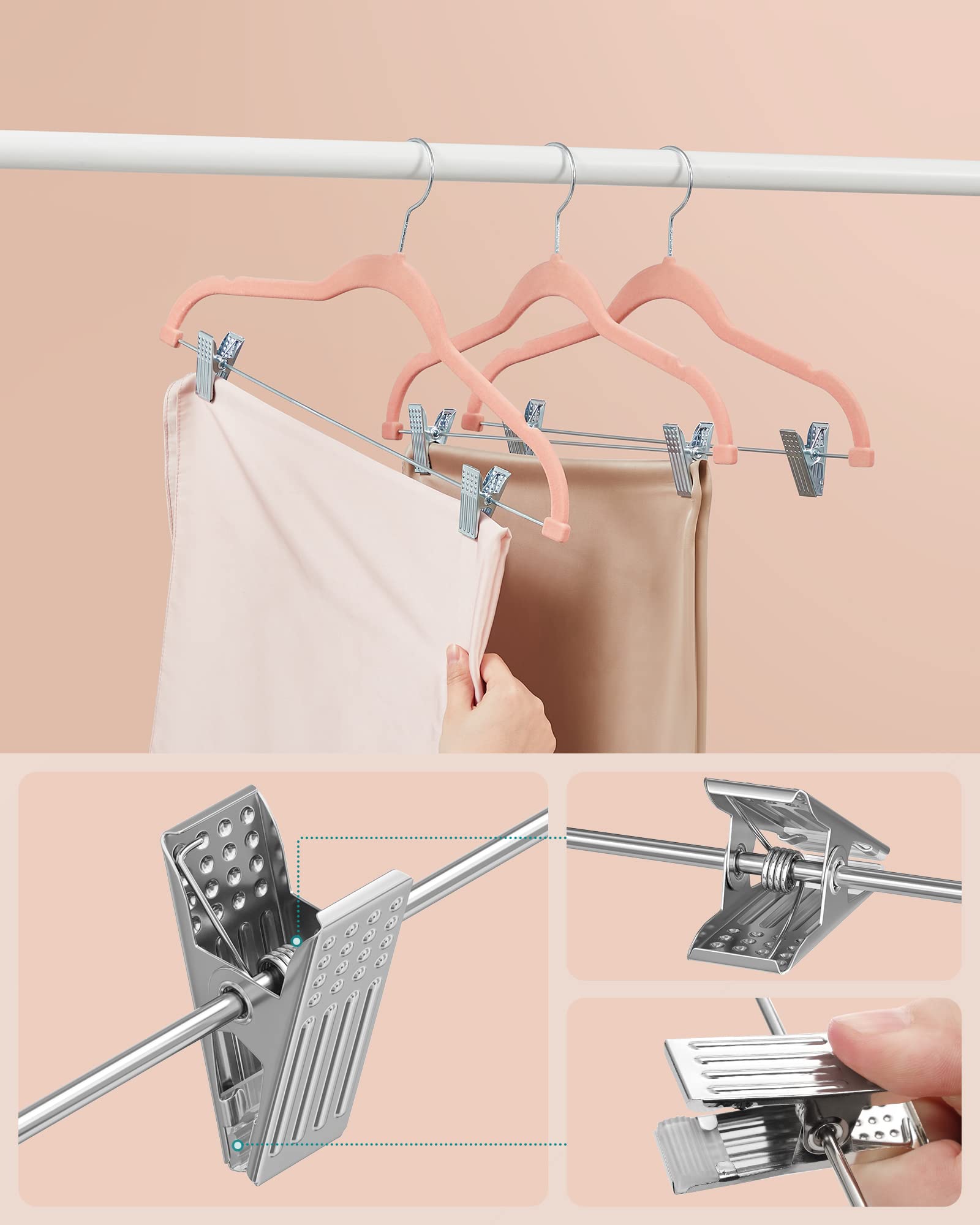 Songmics CRF12PK30 set 30 grucce vellutate 42,5 cm rosa antiscivolo
