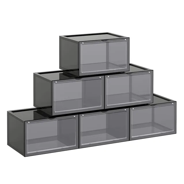 Songmics LSP031B06 Scatole Scarpe Grigio Set 6 Impilabili