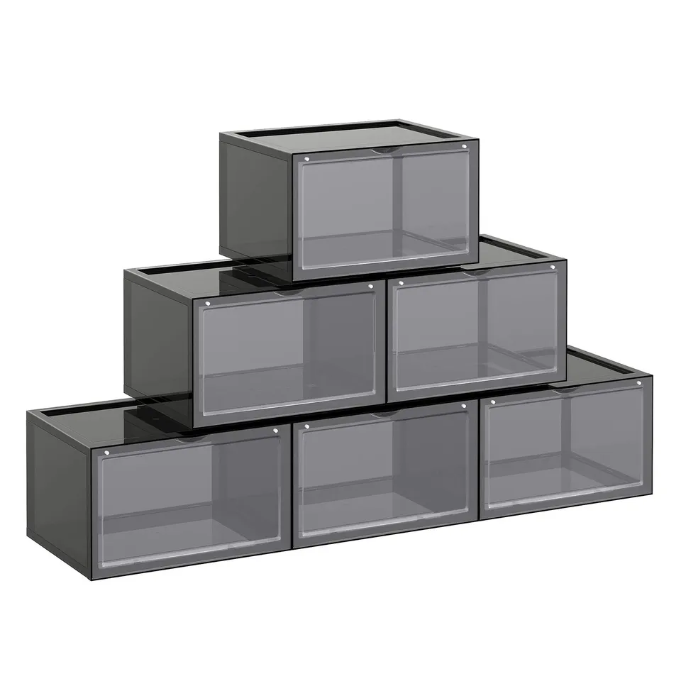 Songmics LSP031B06 Scatole Scarpe Grigio Set 6 Impilabili