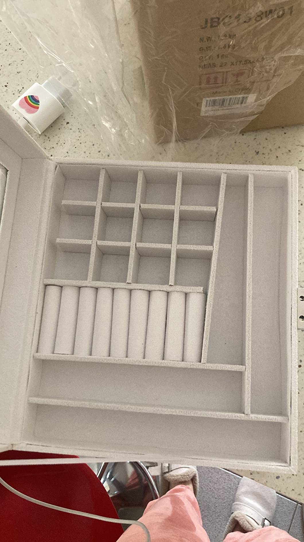 Songmics JBC158W01 scatola portagioie bianco con vetro