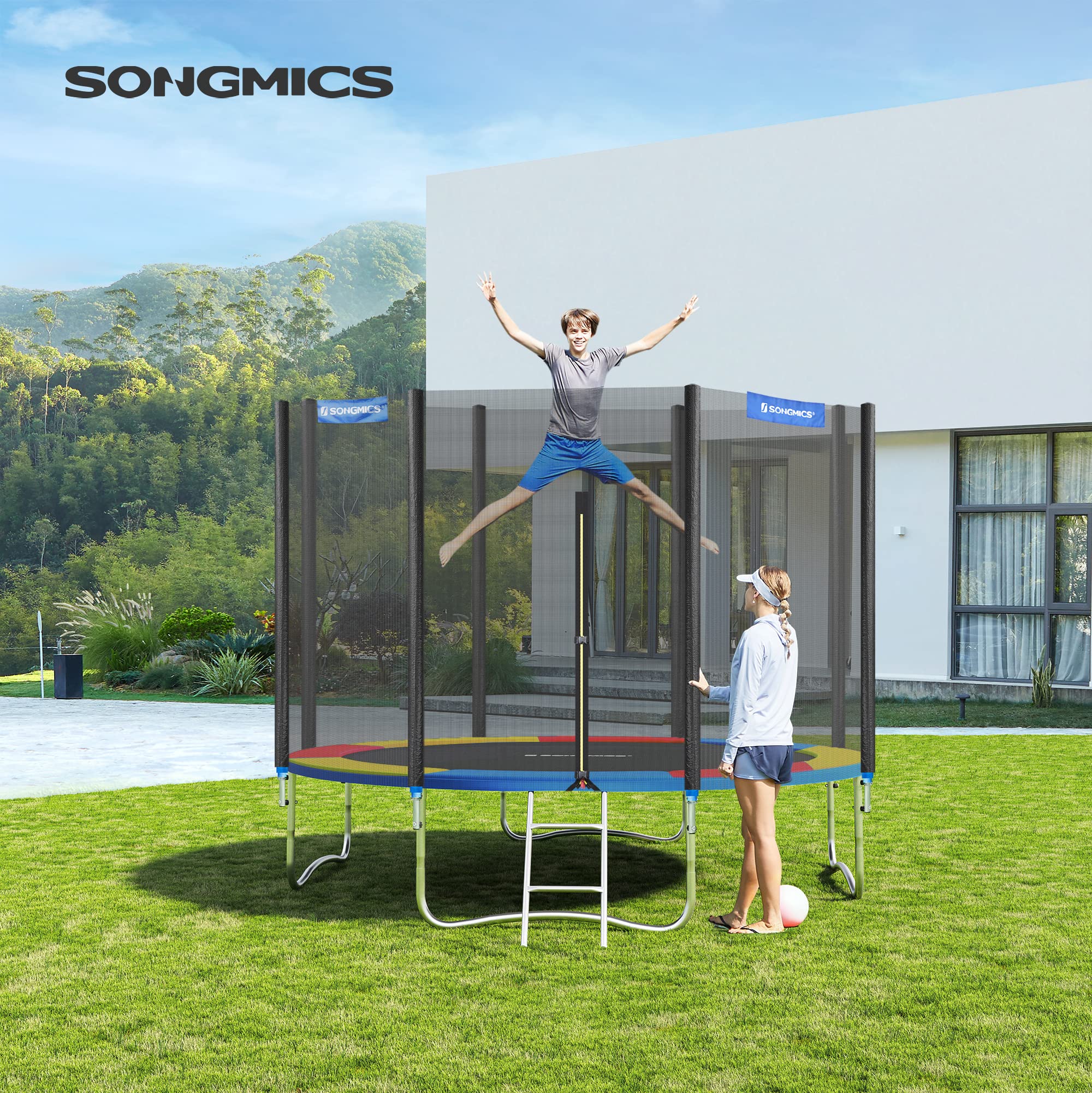 Songmics protezione trampolino 305 cm blu coprimolle