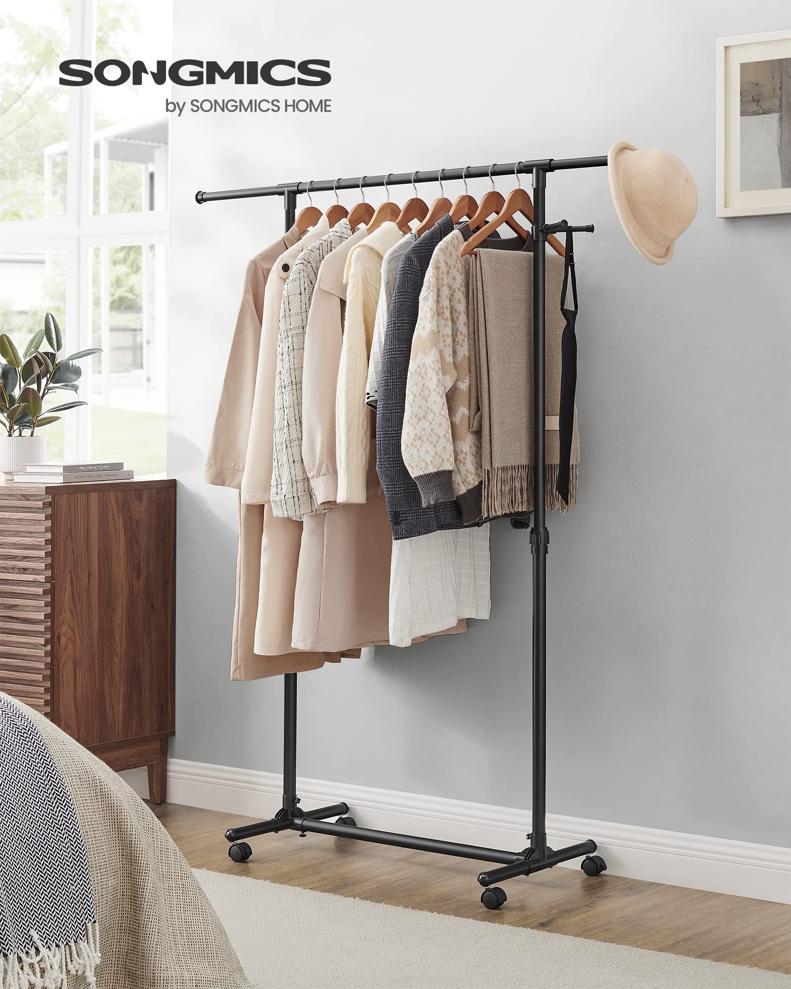 Songmics LLR001B01 stand appendiabiti nero con ruote