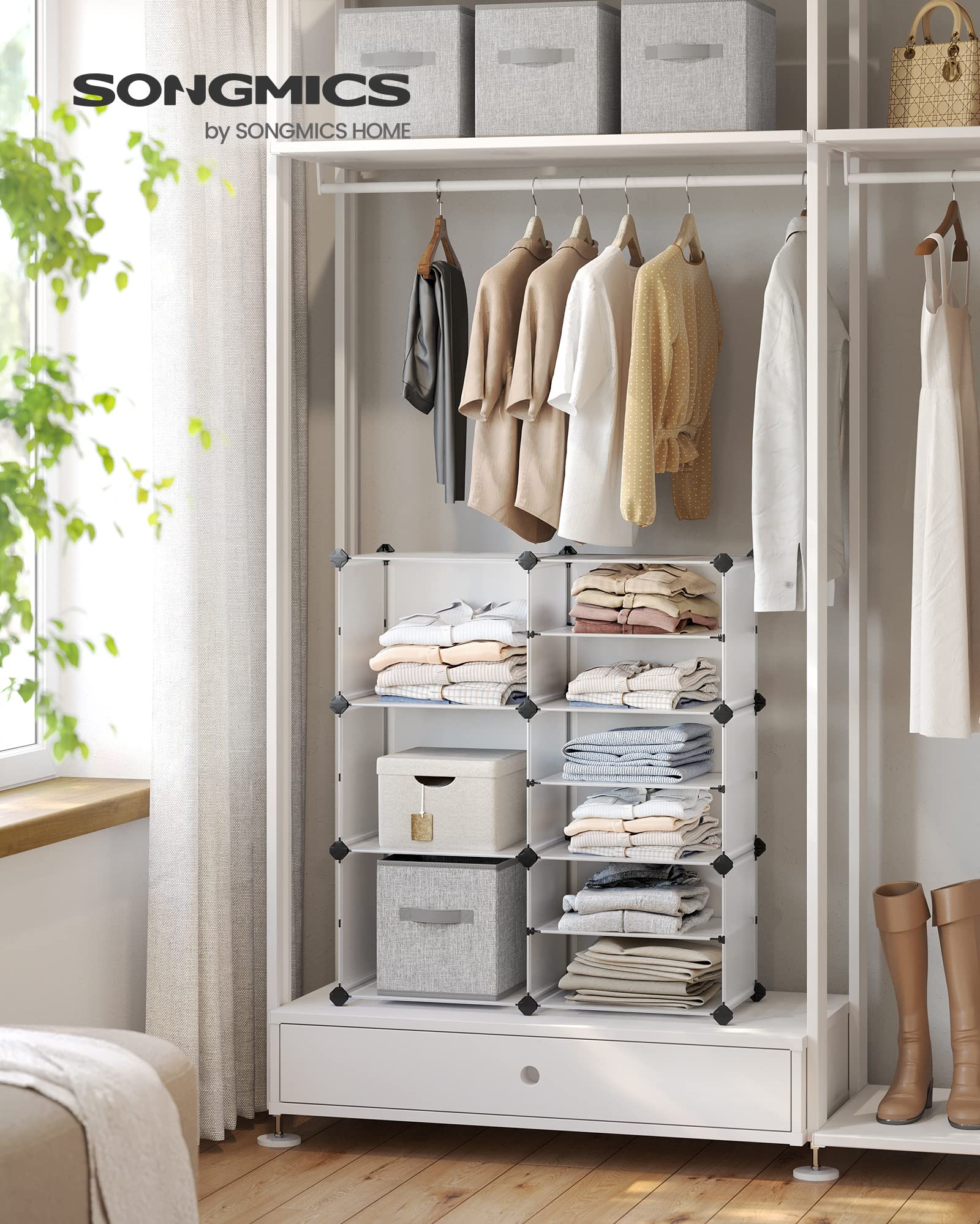 Songmics LPC36W scaffale 9 scomparti bianco 10 kg