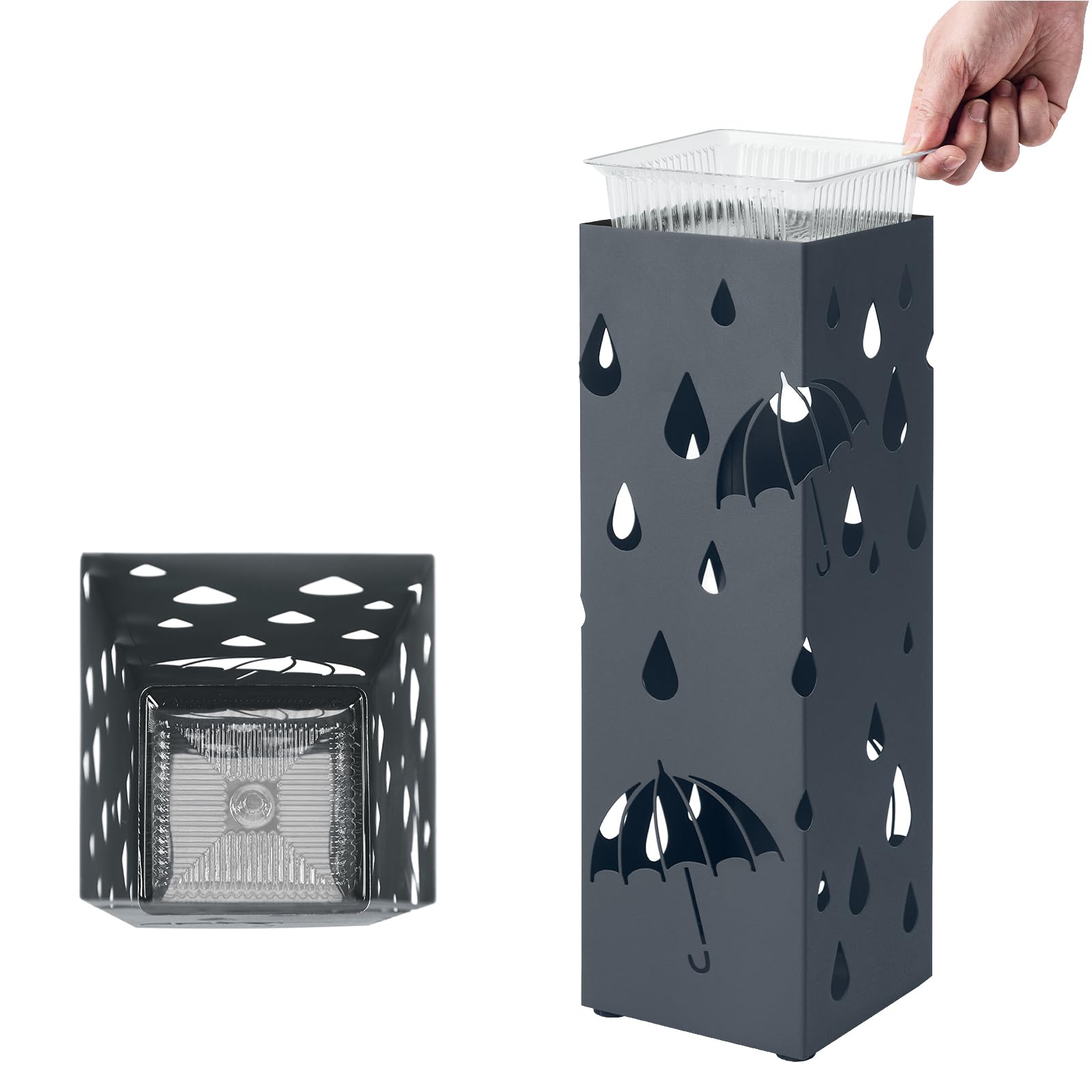 Songmics LUC049G01 portaombrelli metallo grigio 15,5x49 cm