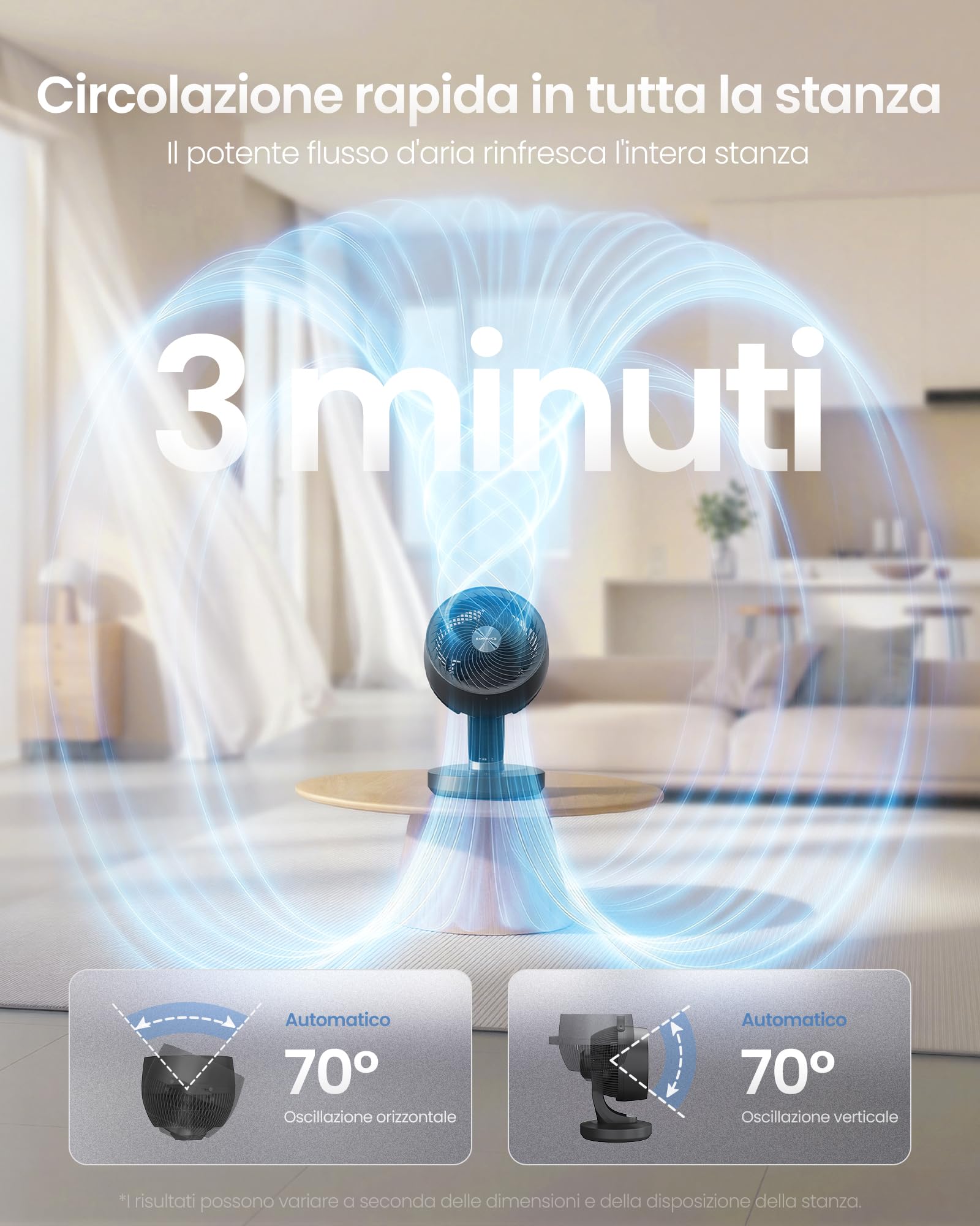 Songmics XFC001B1EU ventilatore tavolo nero inchiostro 8 velocita