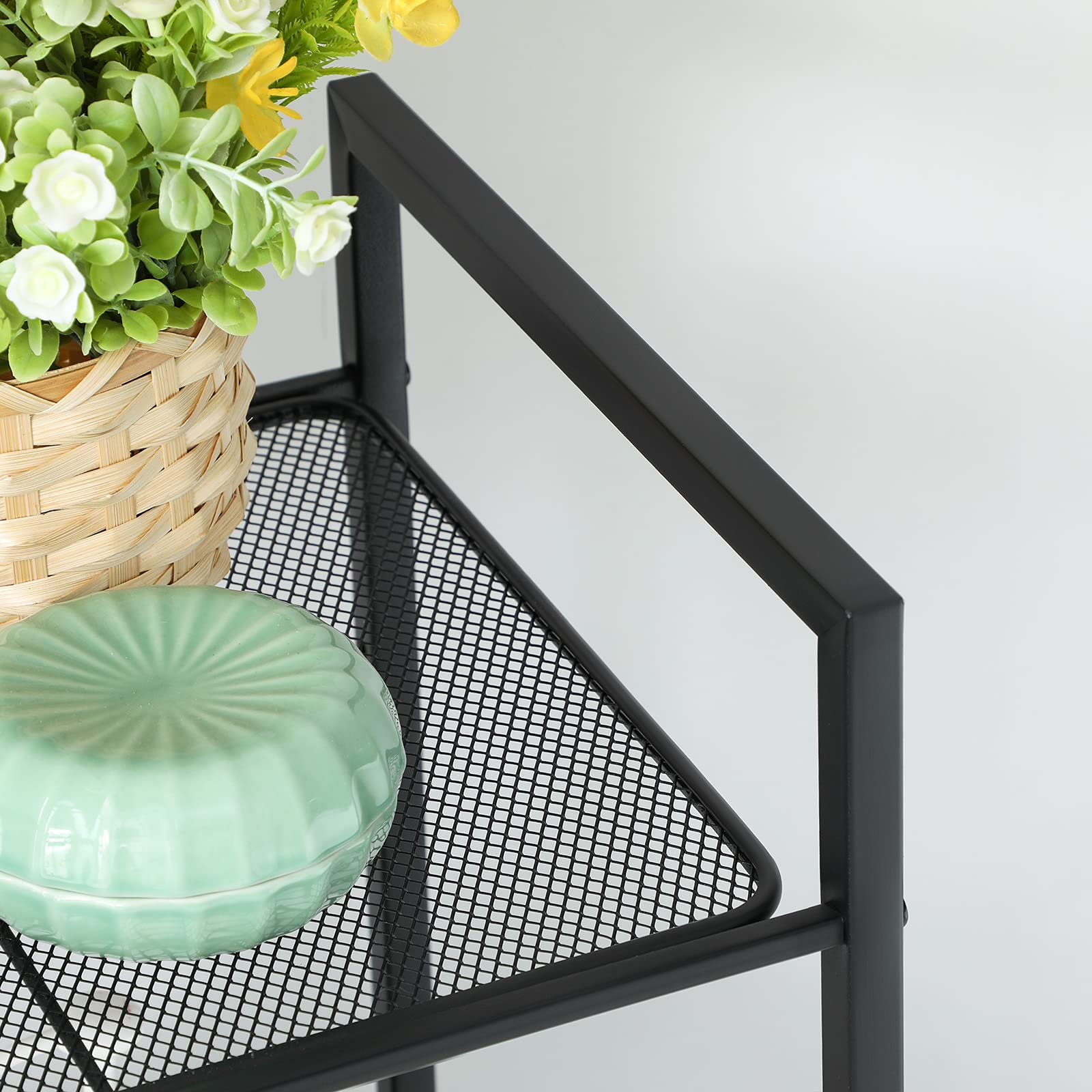 Songmics BSC33BK scaffale 3 ripiani nero 38x30x72 cm rete