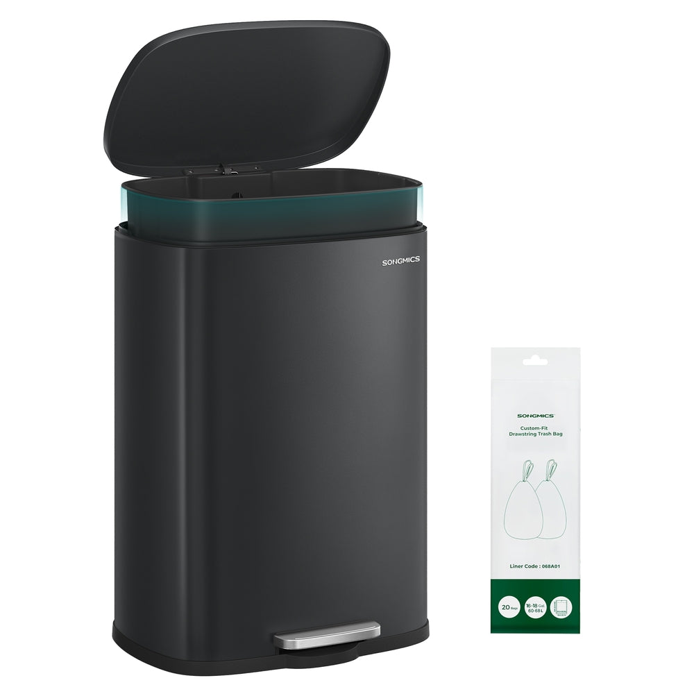 SONGMICS ULTB075BZ01 pattumiera cucina acciaio nero 75 L pedale