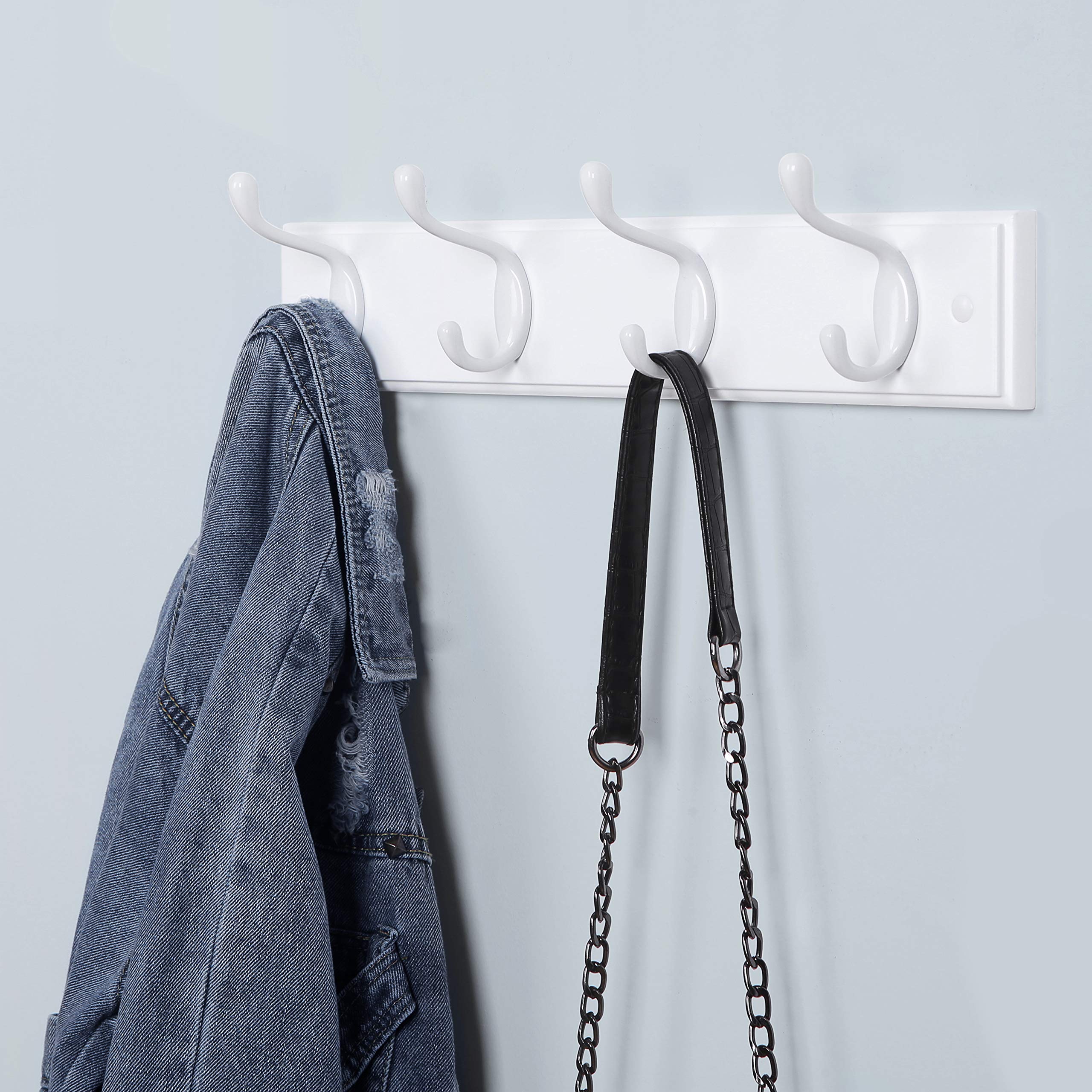 Songmics LHR23WT appendiabiti parete 4 ganci doppi bianco 40 cm