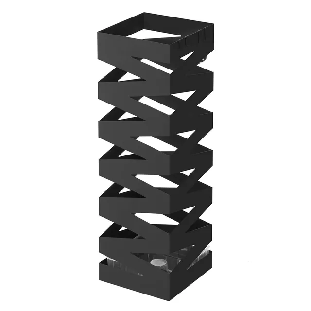 Songmics LUC16B Portaombrelli Metallo 15,5x15,5 Nero Vaschetta