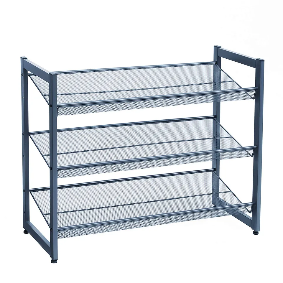 Songmics LMR03BU Scarpiera 3 Ripiani Blu Metallo