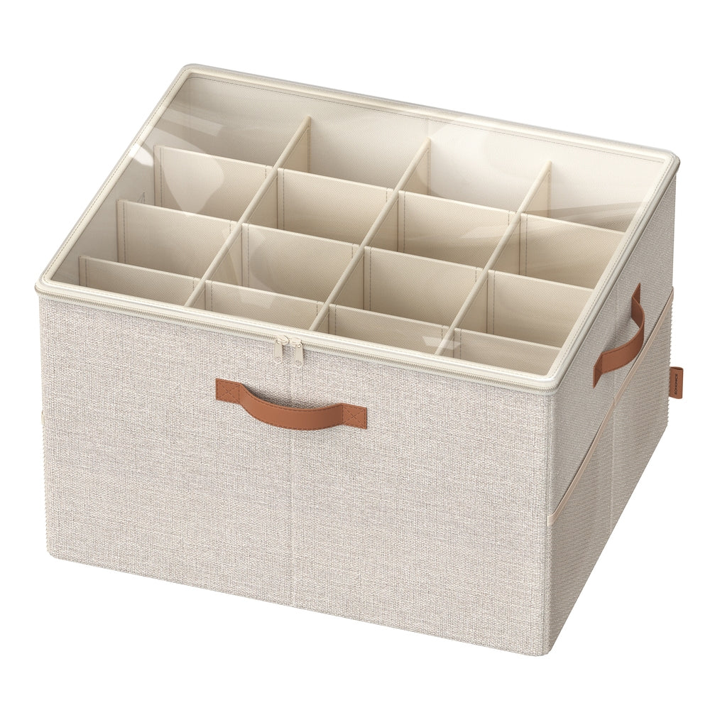 SONGMICS Organizer scarpiera tessuto 16 paia con coperchio