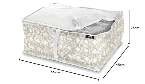 Domo Pak Ella Beige Large custodia coperte 45x55x25 cm maniglia