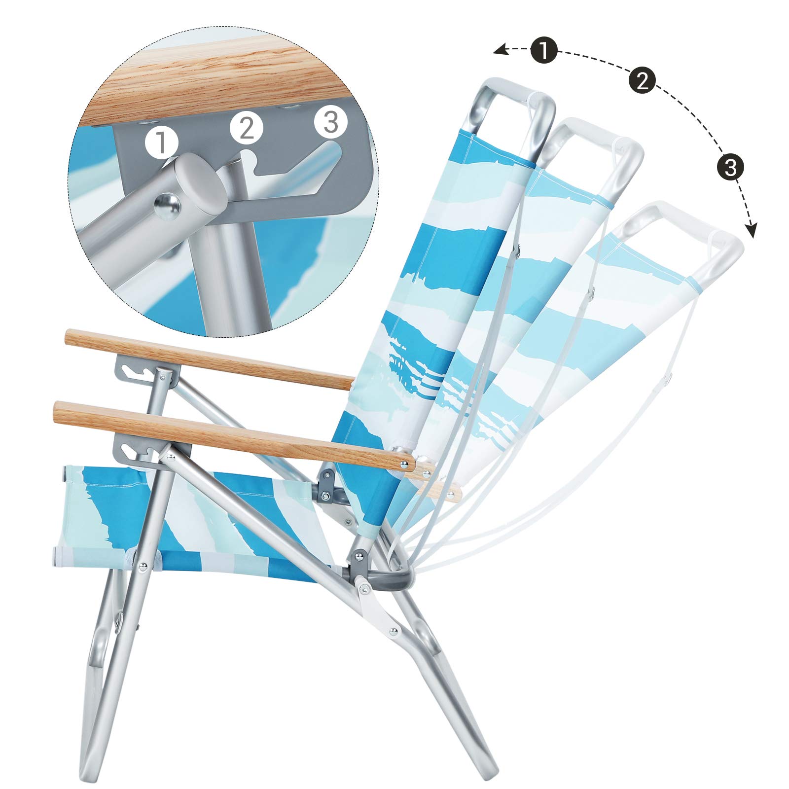 SONGMICS GCB66UW Sedia da Spiaggia a Righe Blu Verde Bianco