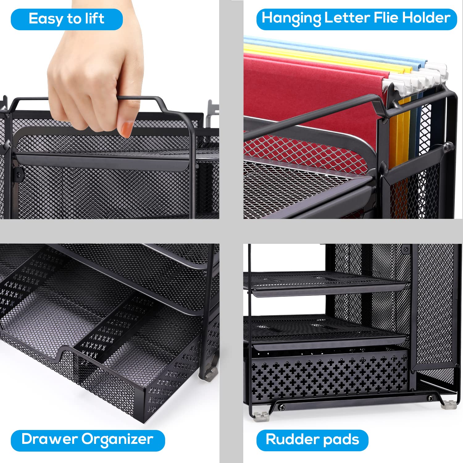 Simple Trending Organizer Scrivania 4 Vaschette A4 Nero Metallo