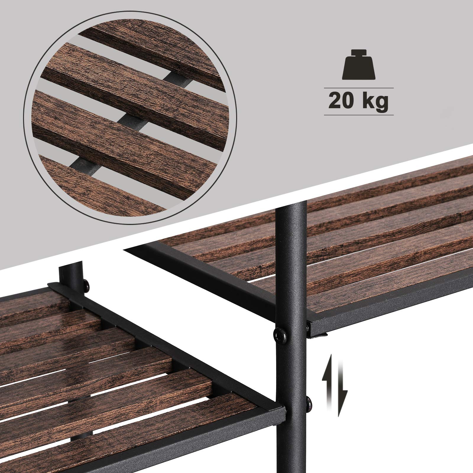 Songmics LMR25BX scarpiera 5 ripiani nera regolabile