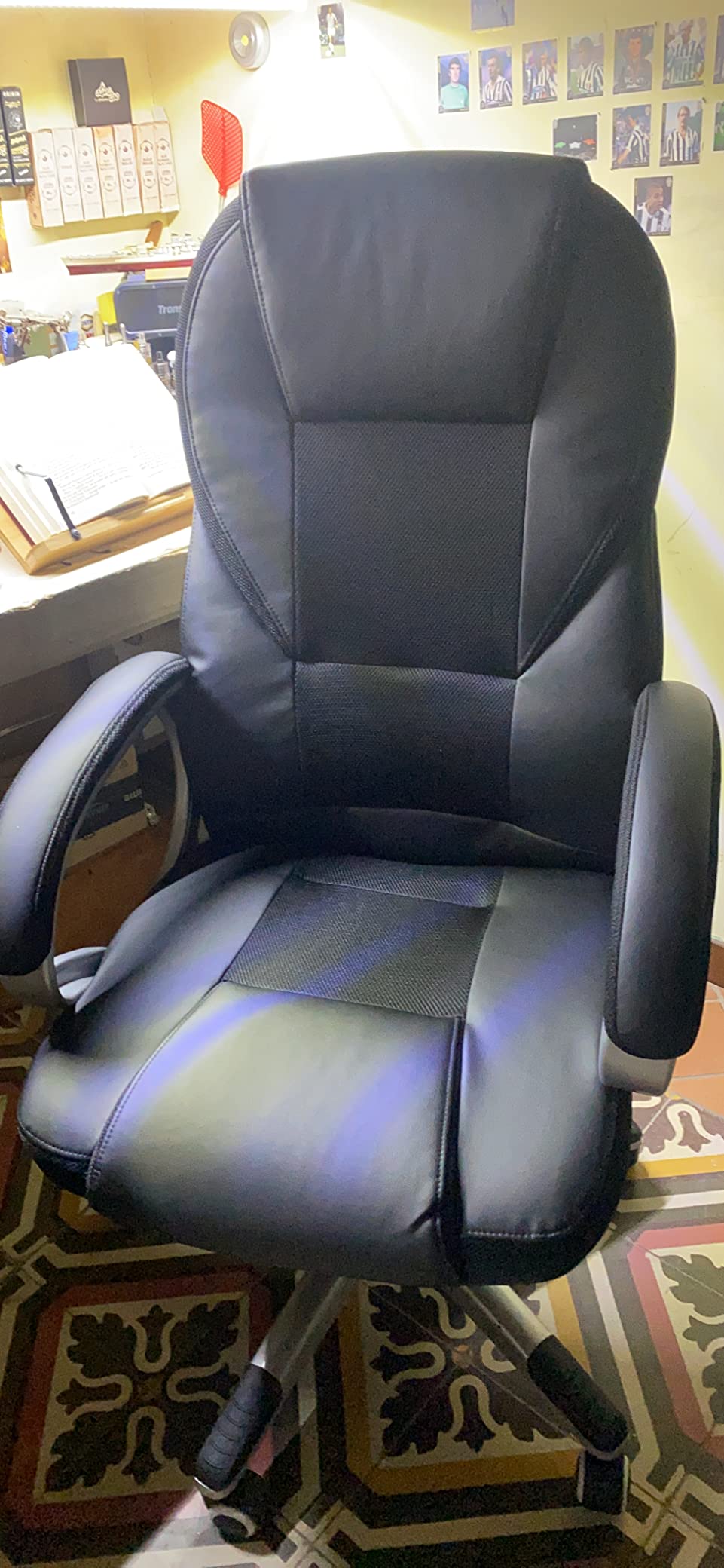 Songmics sedia ufficio girevole nero similpelle 150 kg