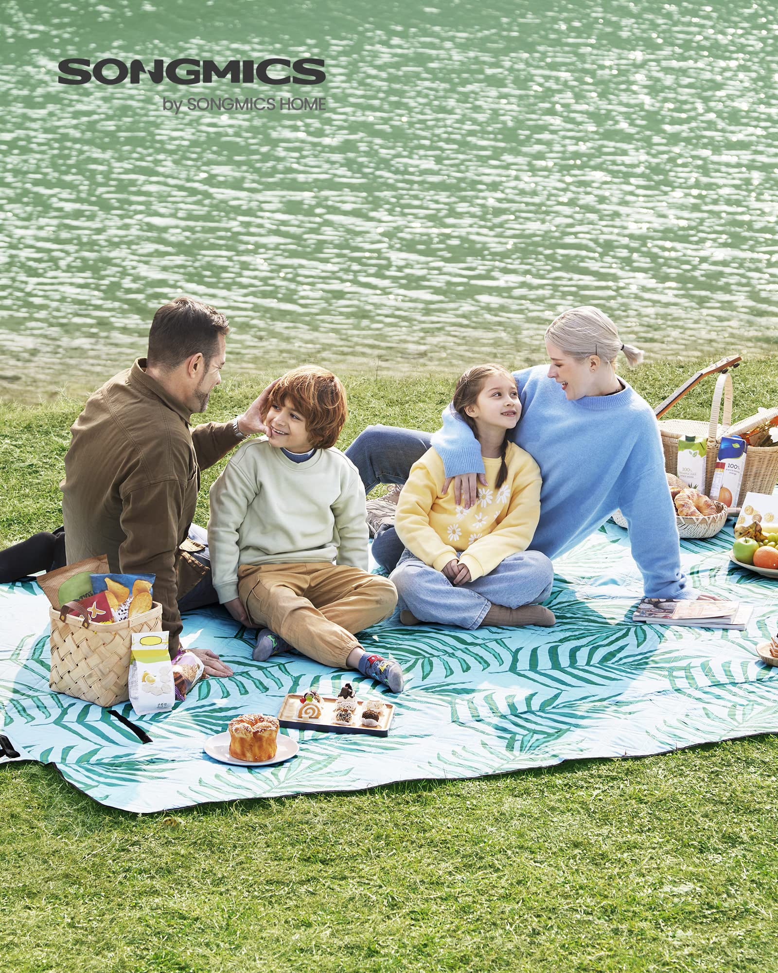 Songmics GCM001Q03 coperta picnic 300x200 cm azzurra impermeabile