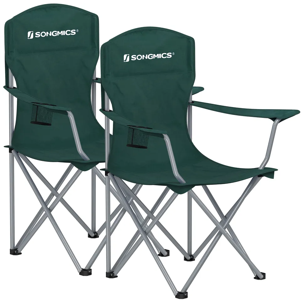 Songmics Set 2 Sedie Pieghevoli Verde Scuro 150 kg