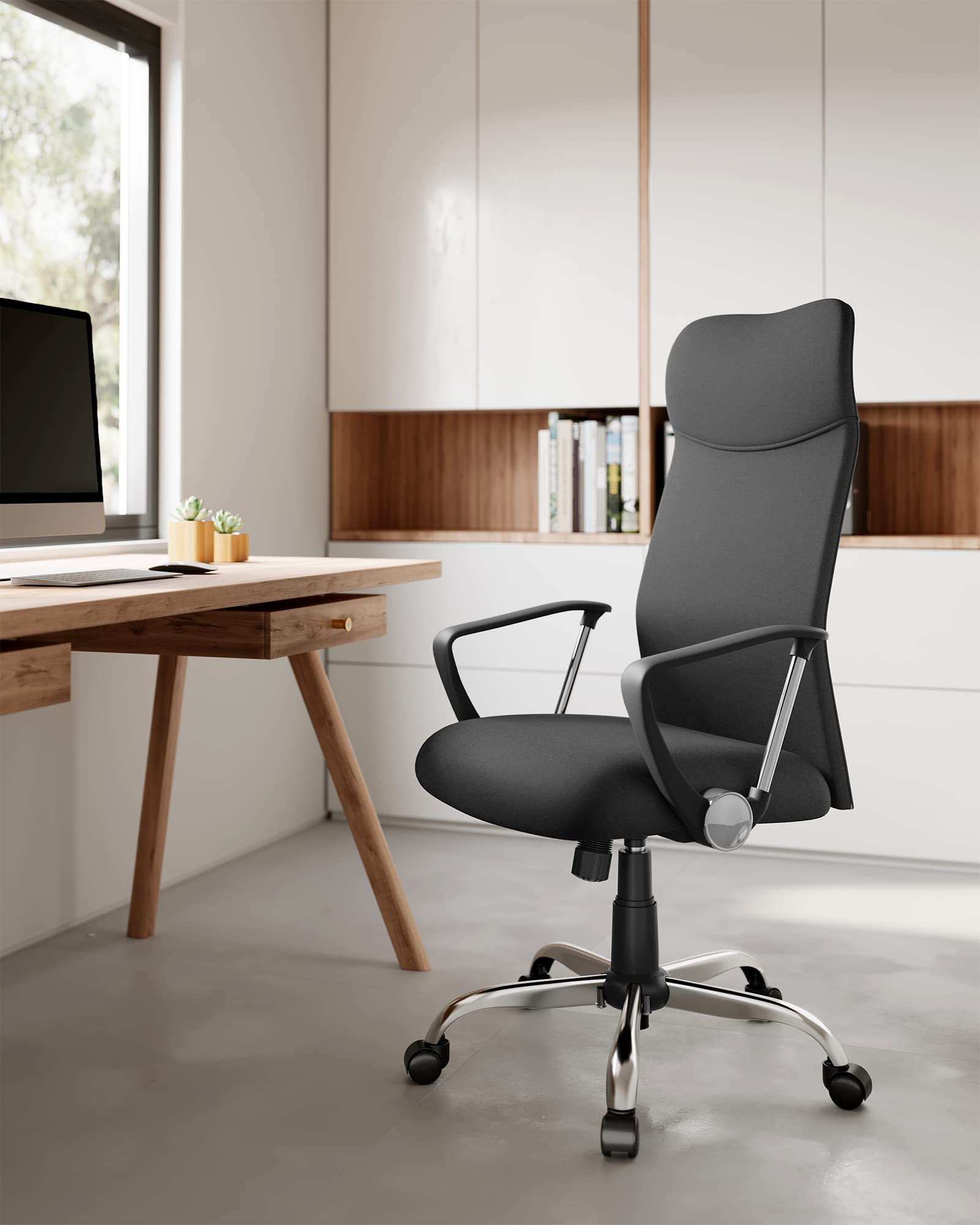 Songmics sedia da ufficio ergonomica nera 120 kg traspirante