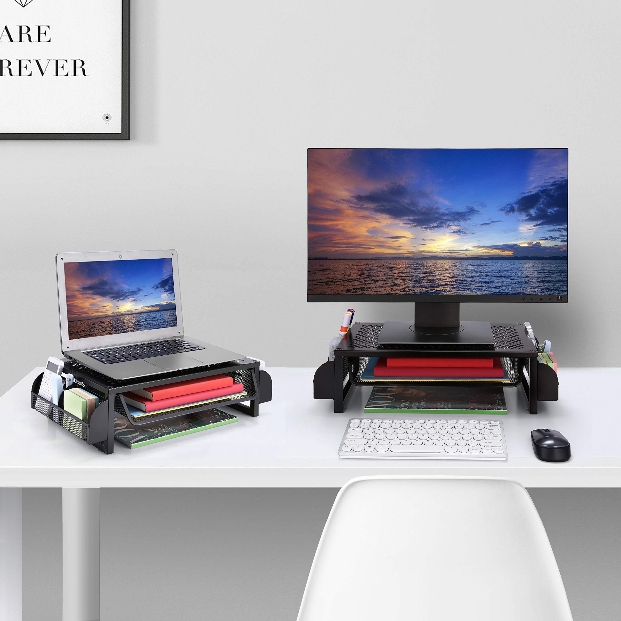 Simple Trending supporto monitor metallo nero con cassetto
