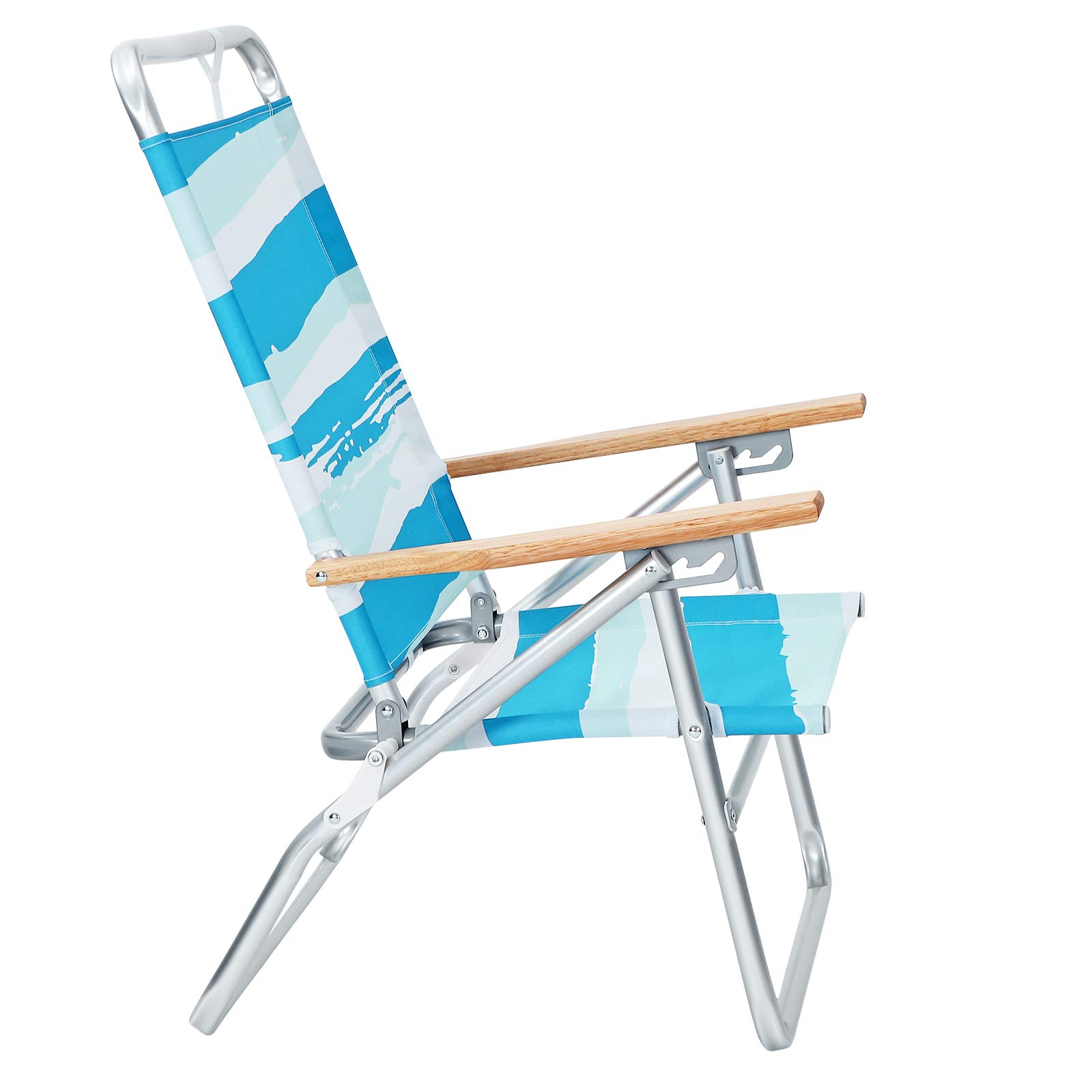 SONGMICS GCB66UW Sedia da Spiaggia a Righe Blu Verde Bianco