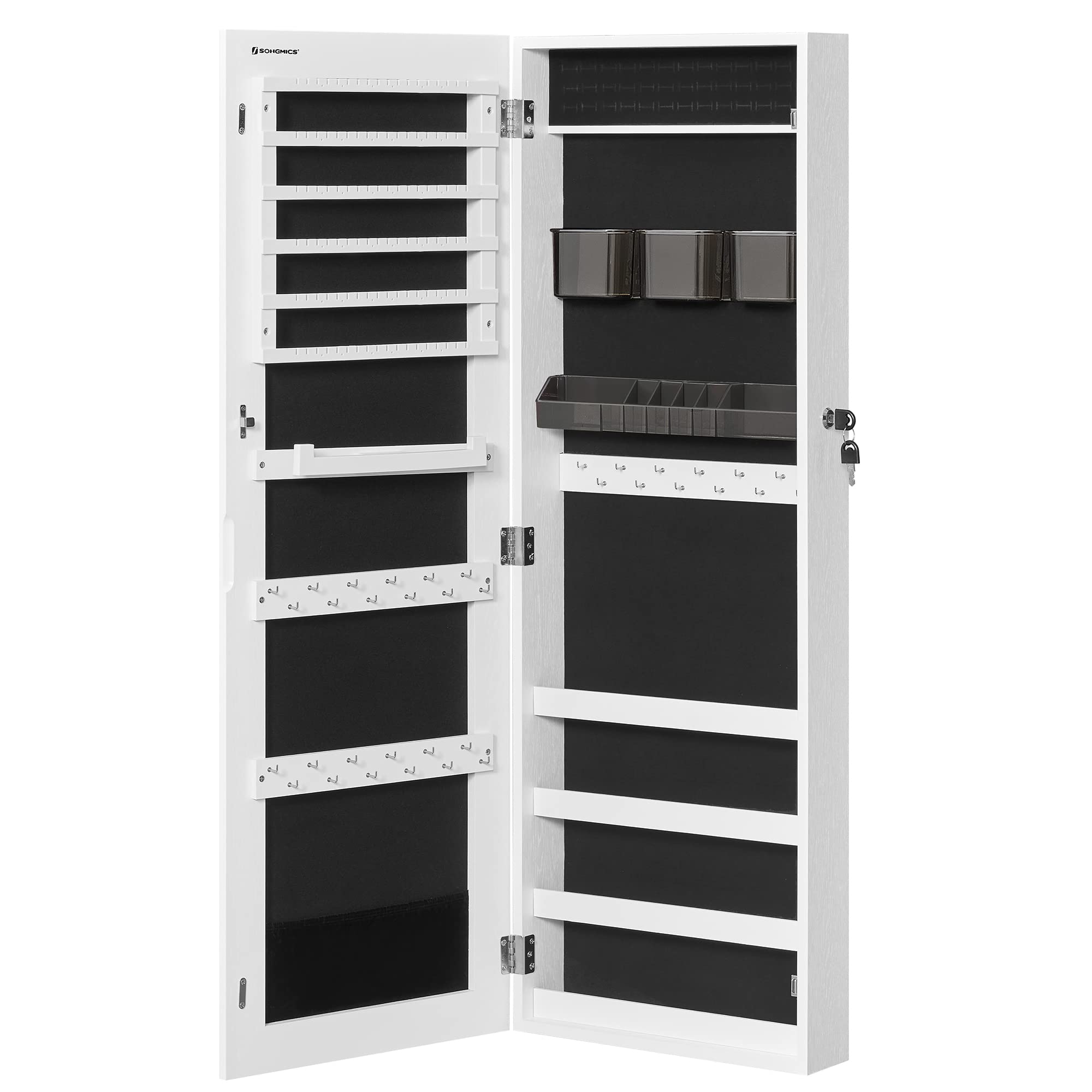 Songmics JJC001W01 Specchiera Portagioielli Bianco con Serratura