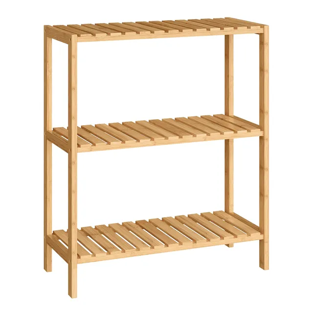 Songmics BCB33Y Scaffale Bambù 3 Ripiani 60x26x66 Beige
