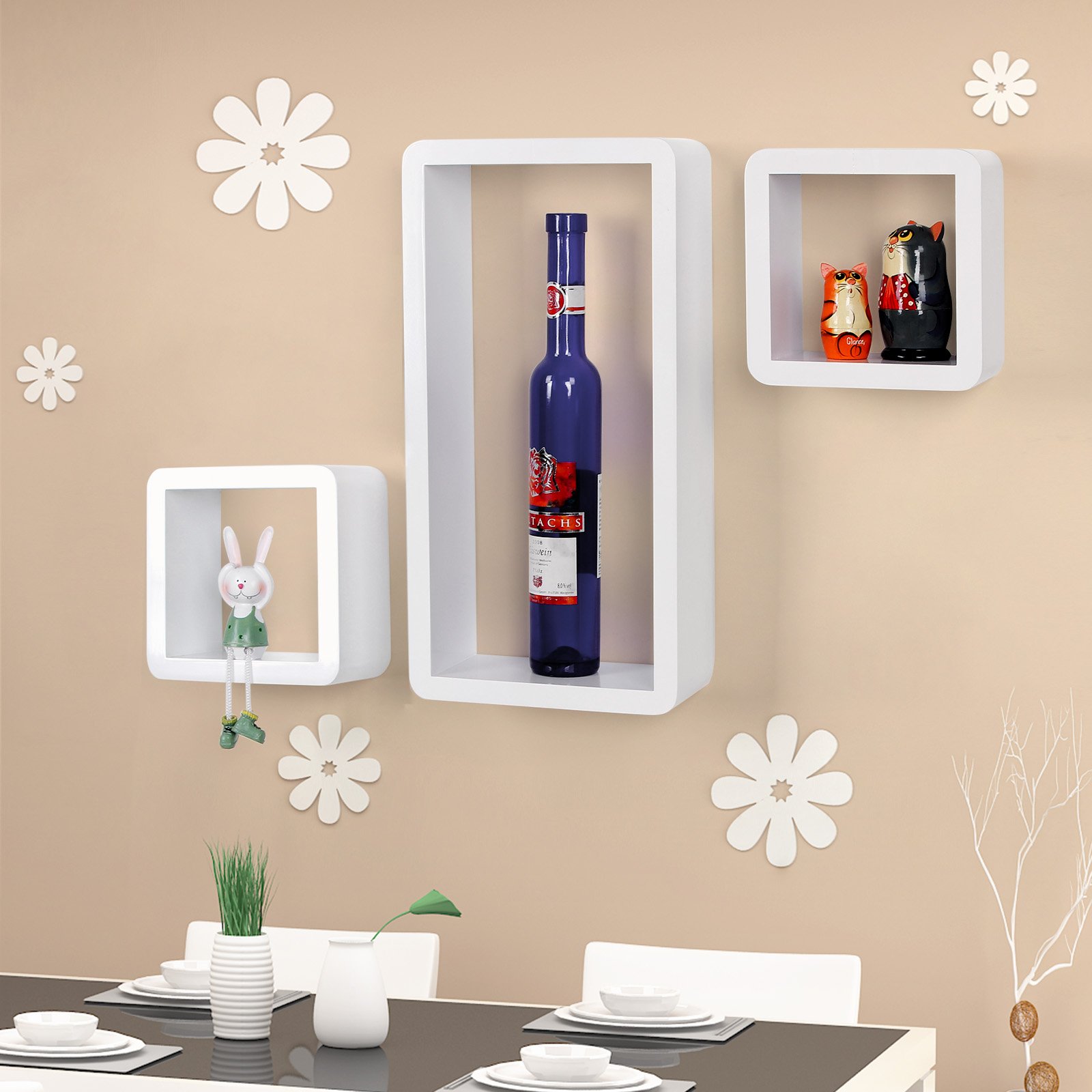 Songmics LWS102 Mensole a Cubo Set 3 Pezzi Bianche