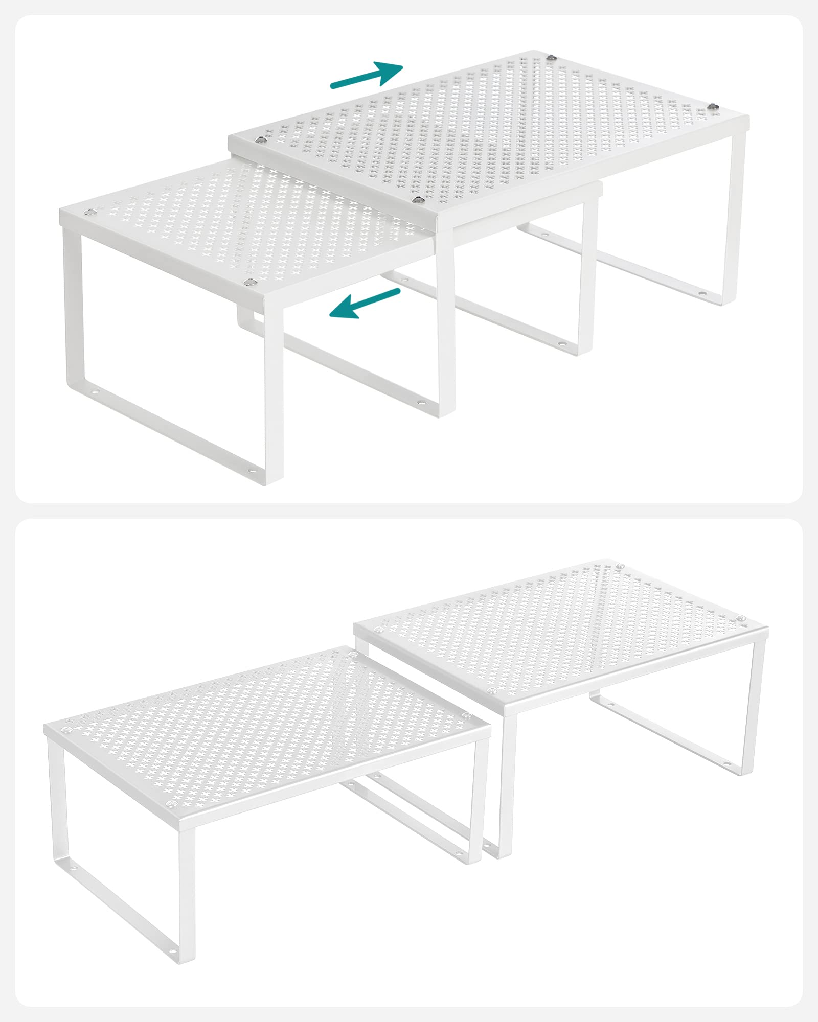 Songmics Scaffale Cucina Metallo Bianco Set 2 Pezzi Portaspezie 10kg