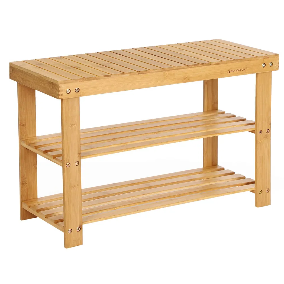Songmics LBS04N Scarpiera 3 Livelli 70 cm Naturale