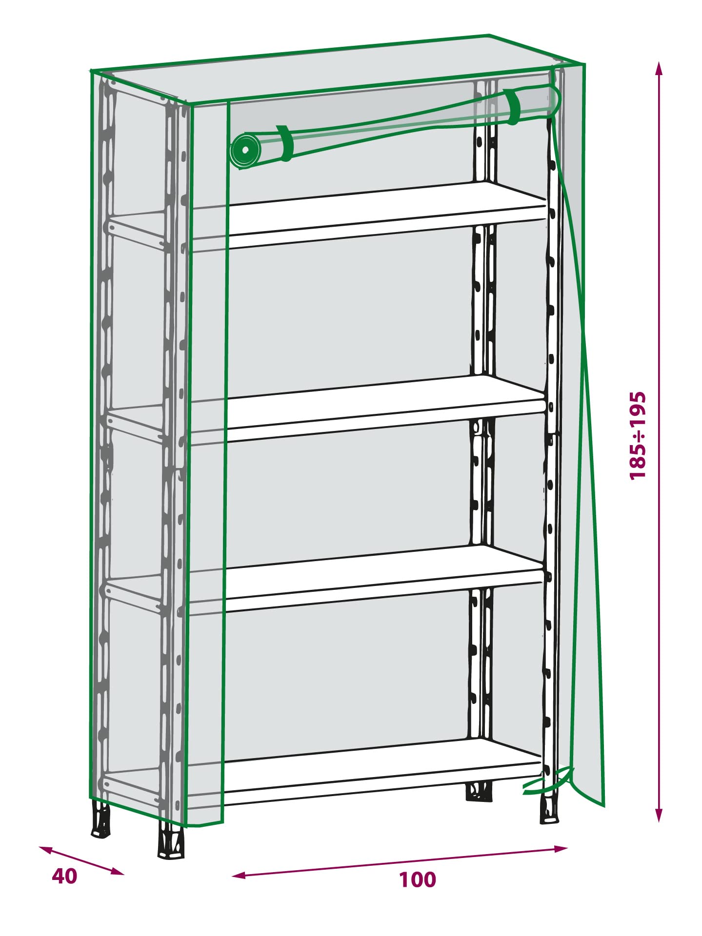 Domopak Custodia Protettiva Scaffale Medium 100x40 cm Trasparente