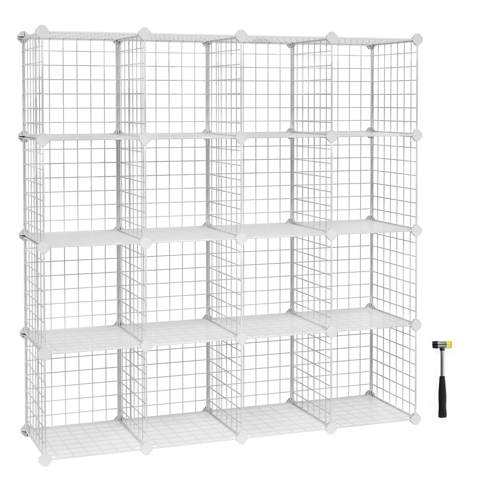 Songmics LPI44H Scaffale 16 Cubi 123cm Nero Componibile