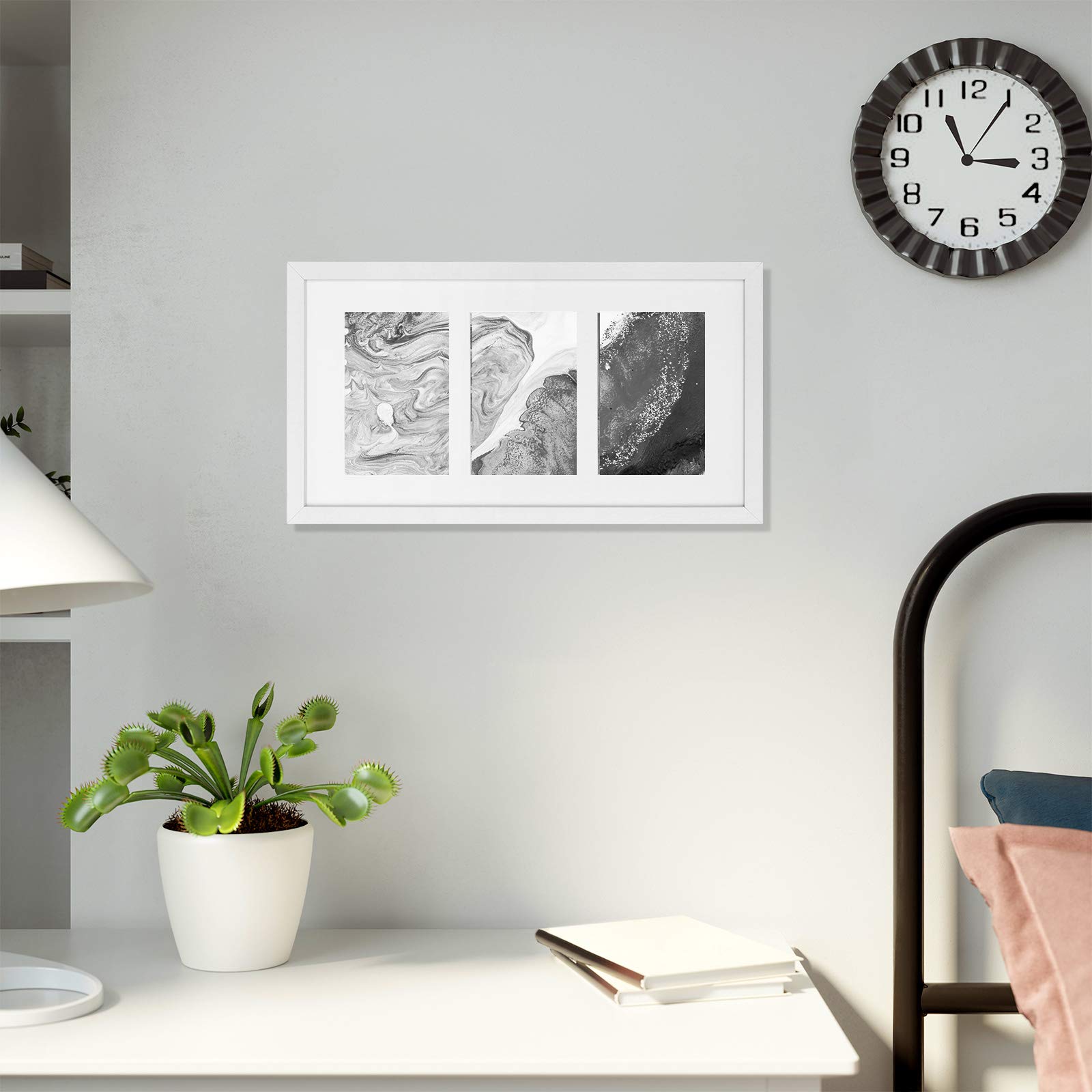 Songmics RPF006W01 Cornice Portafoto Bianco 3 Foto 10x15 Vetro