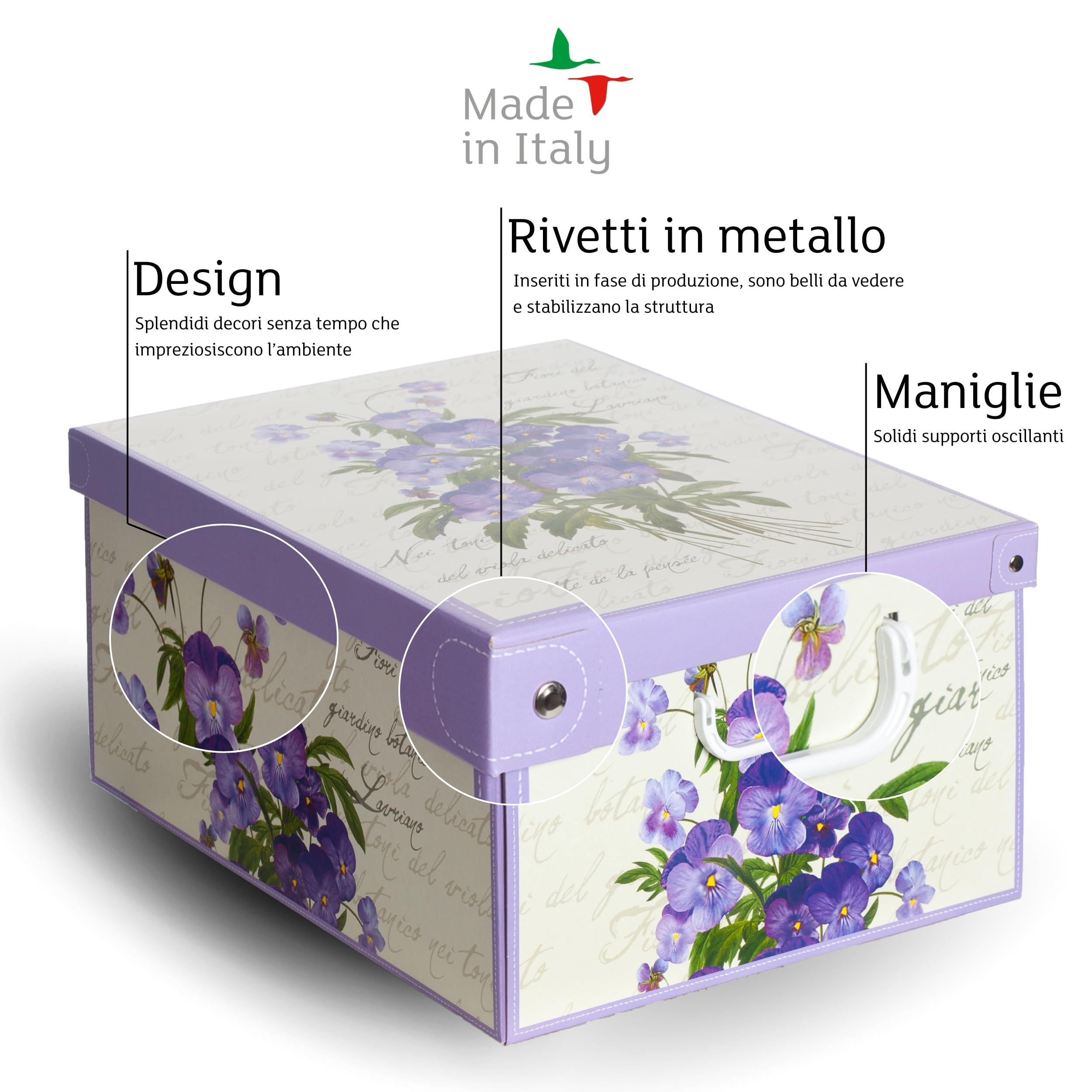 Lavatelli Grande scatole cartone 39x50x24 cm 6 pezzi floreale