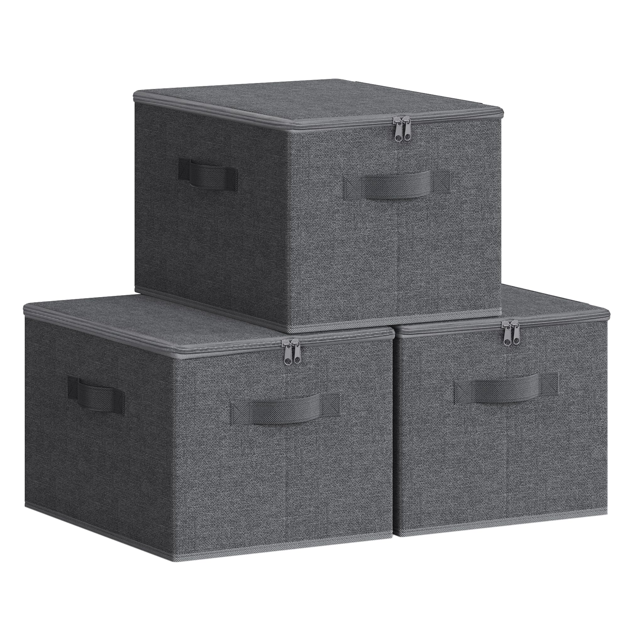 Songmics RYZB03G scatole portaoggetti set 3 pezzi grigio