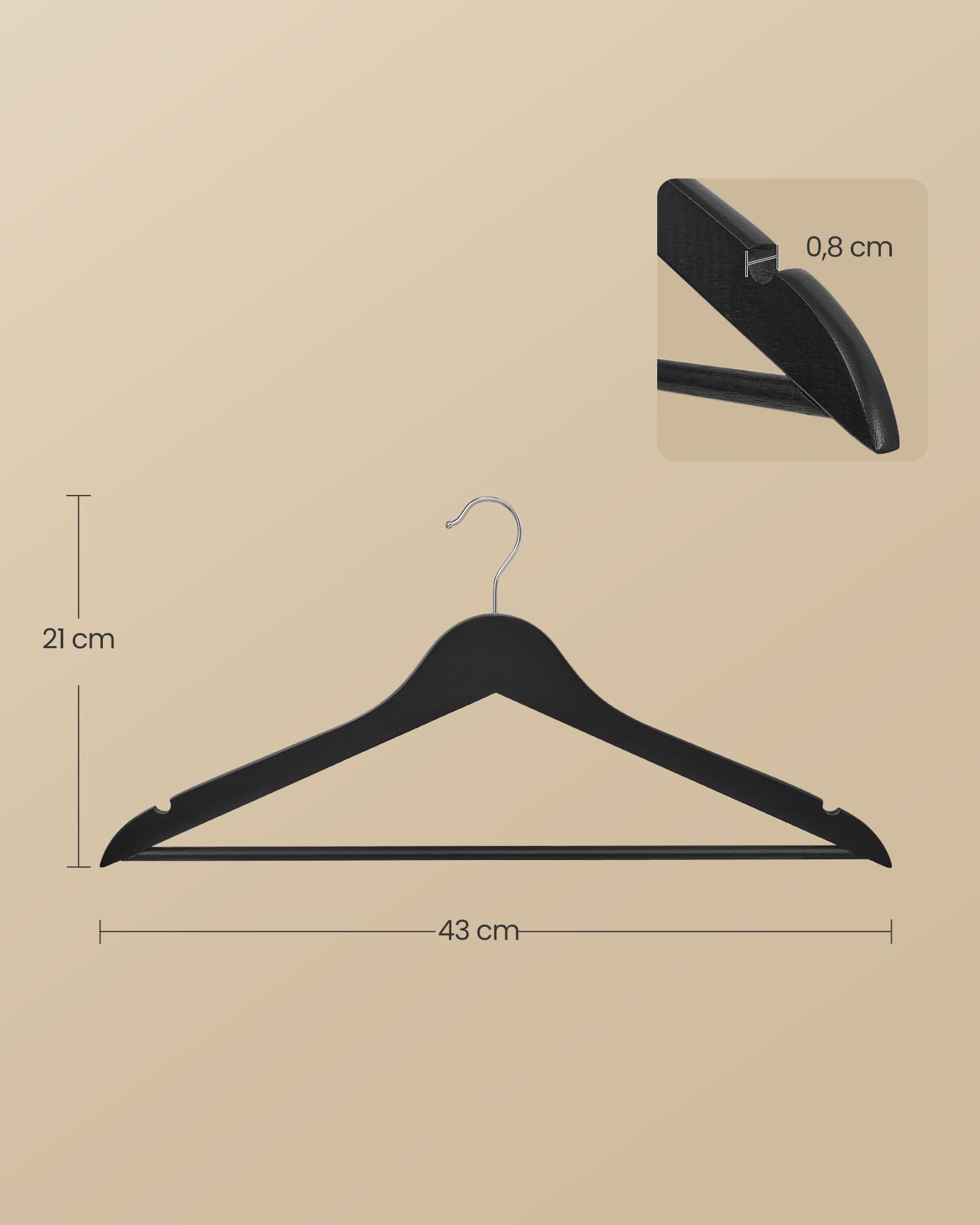 Songmics CRW030B01 grucce legno nere 30 pezzi salvaspazio