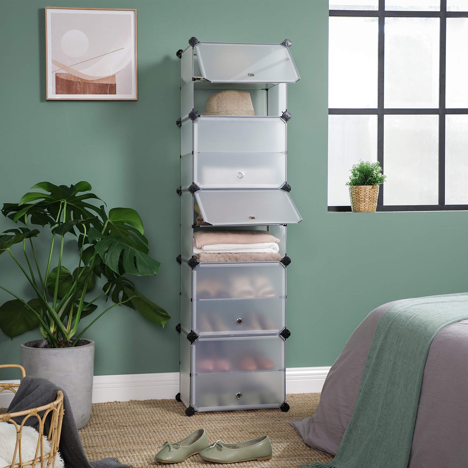 Songmics LPC503W scarpiera 10 ripiani bianco antipolvere