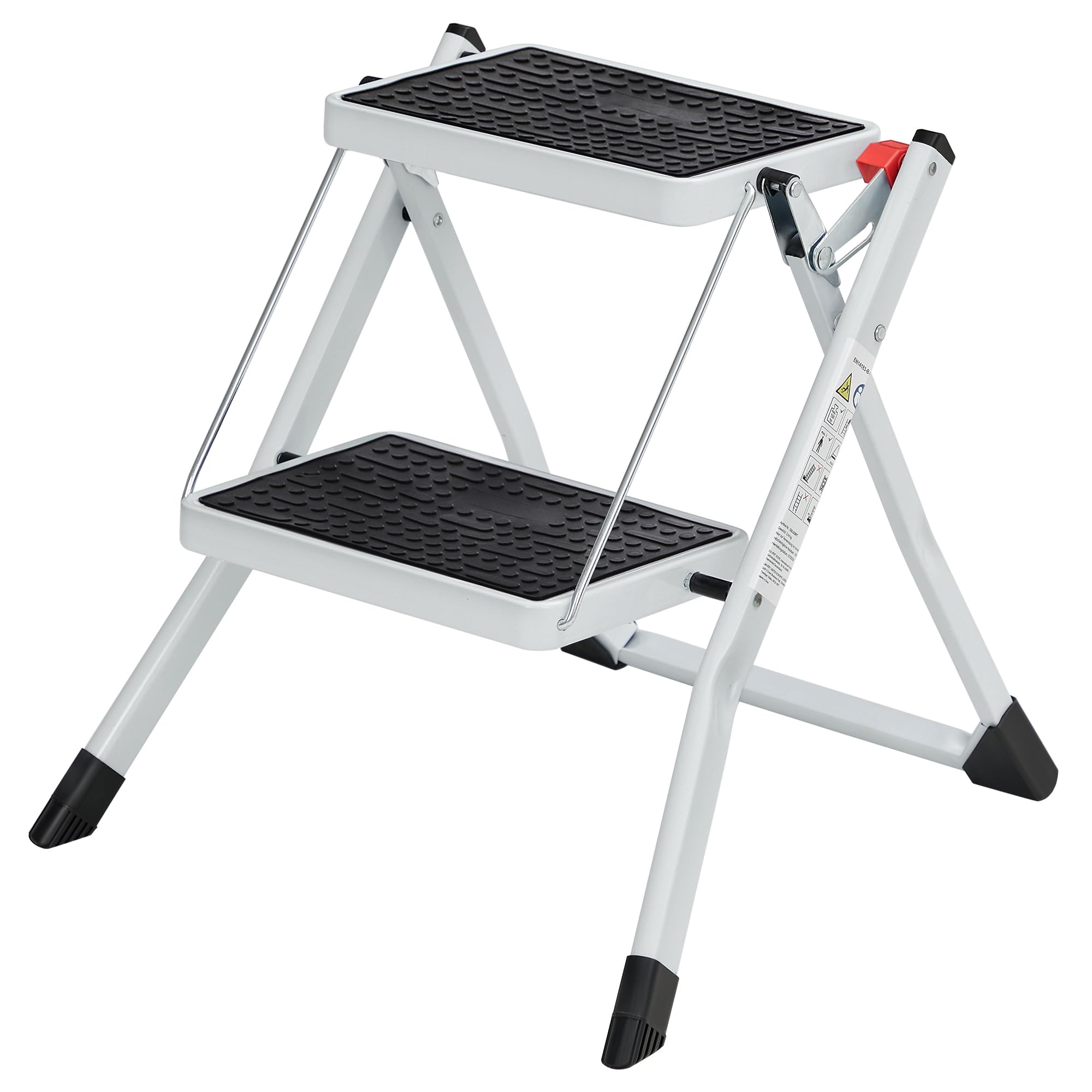 Songmics GSL02WT scaletta 2 gradini acciaio bianco nero
